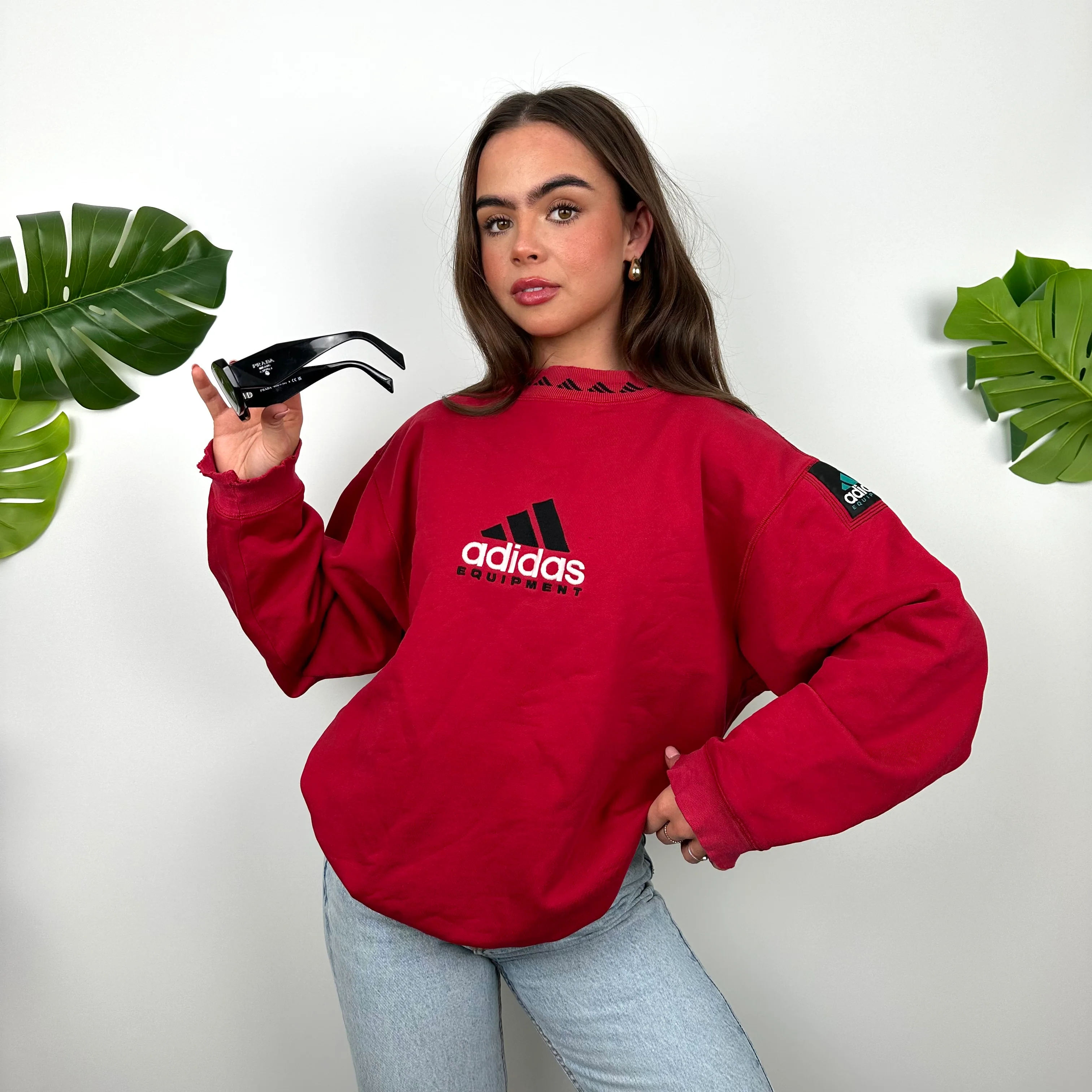 Adidas Equipment RARE Red Embroidered Spell Out Sweatshirt (M) - Image 2