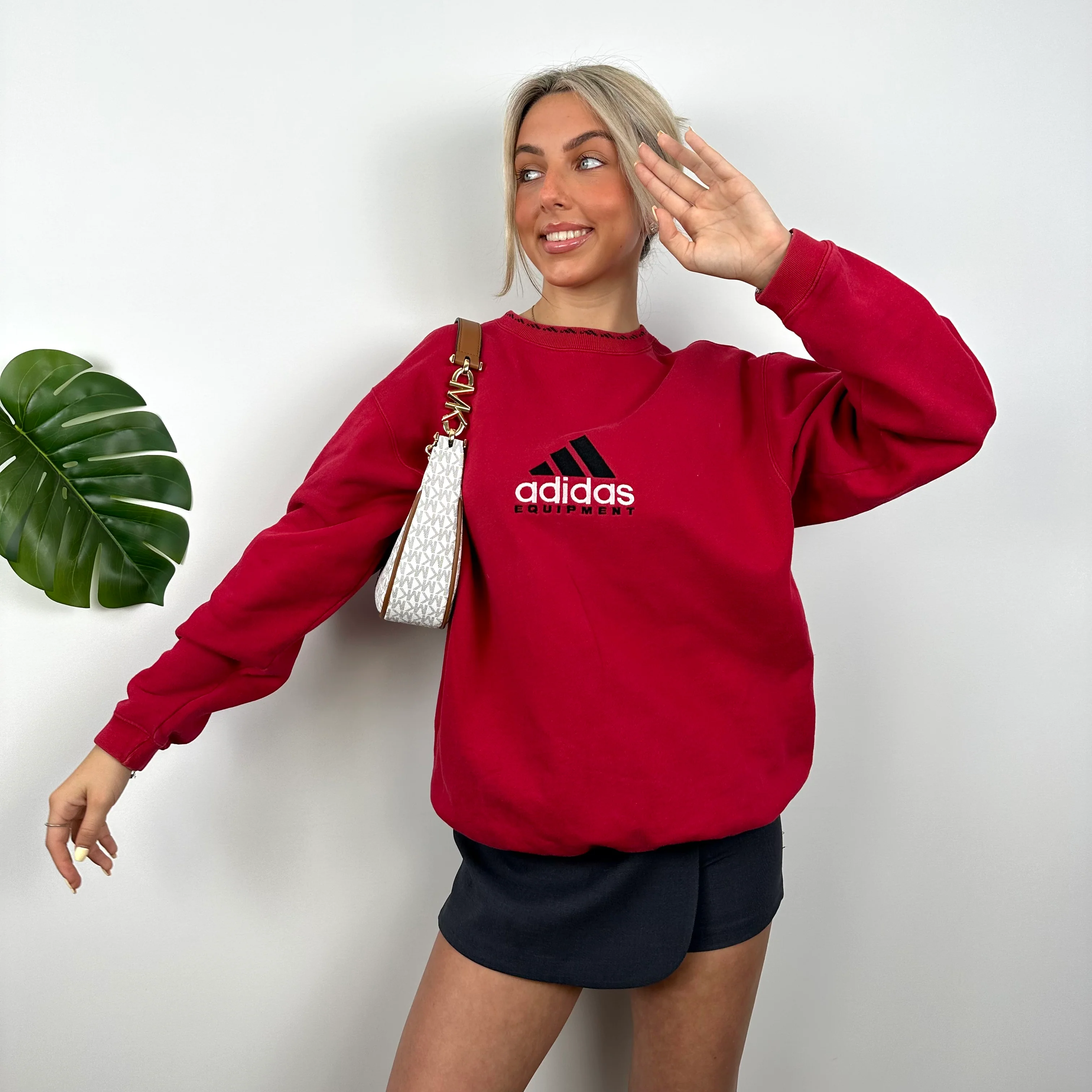 Adidas Equipment RARE Red Embroidered Spell Out Sweatshirt (M) - Image 2
