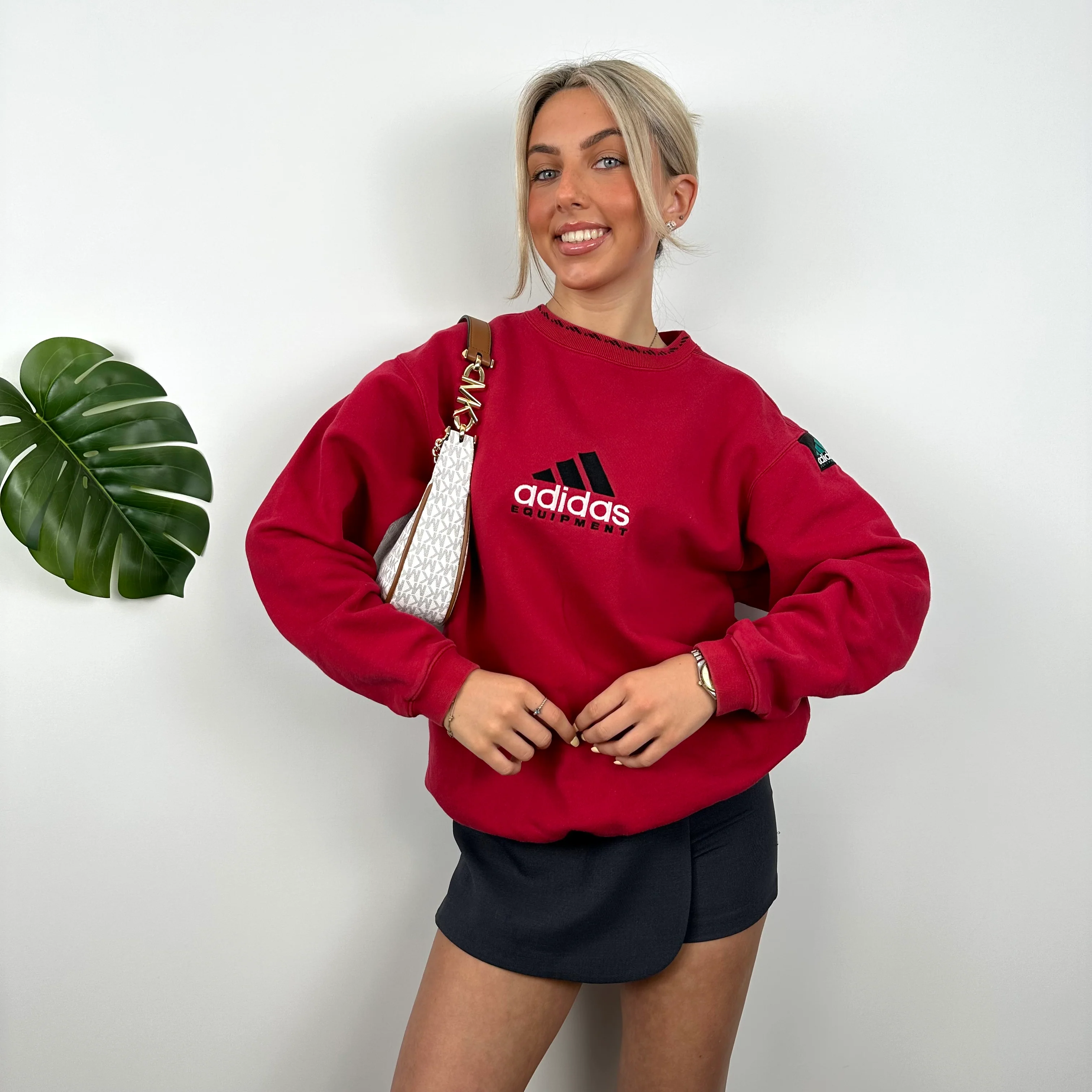 Adidas Equipment RARE Red Embroidered Spell Out Sweatshirt (M) - Image 3
