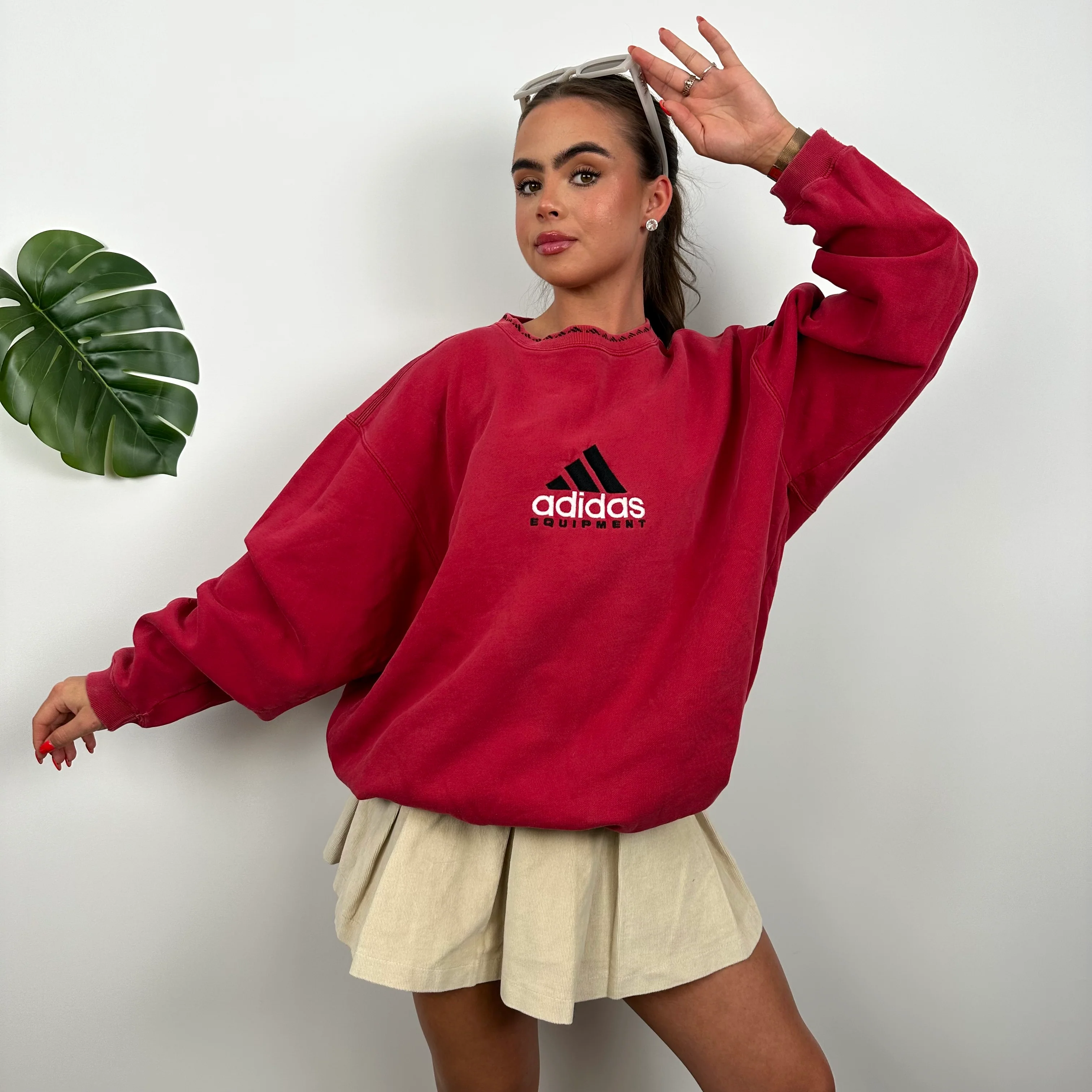 Adidas Equipment RARE Red Embroidered Spell Out Sweatshirt (L) - Image 5