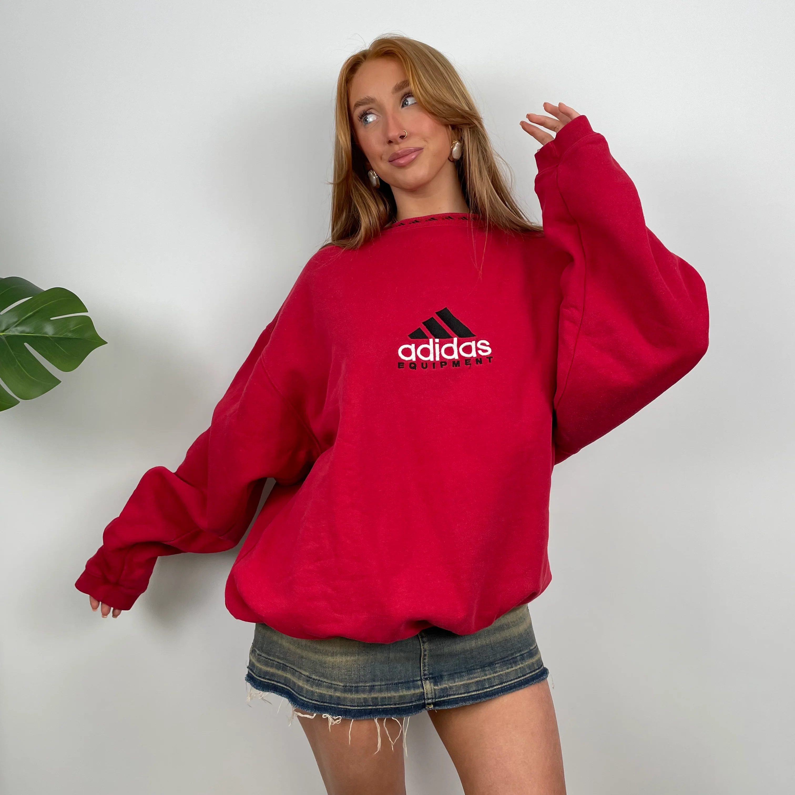 Adidas Equipment RARE Red Embroidered Spell Out Sweatshirt (L) - Image 4