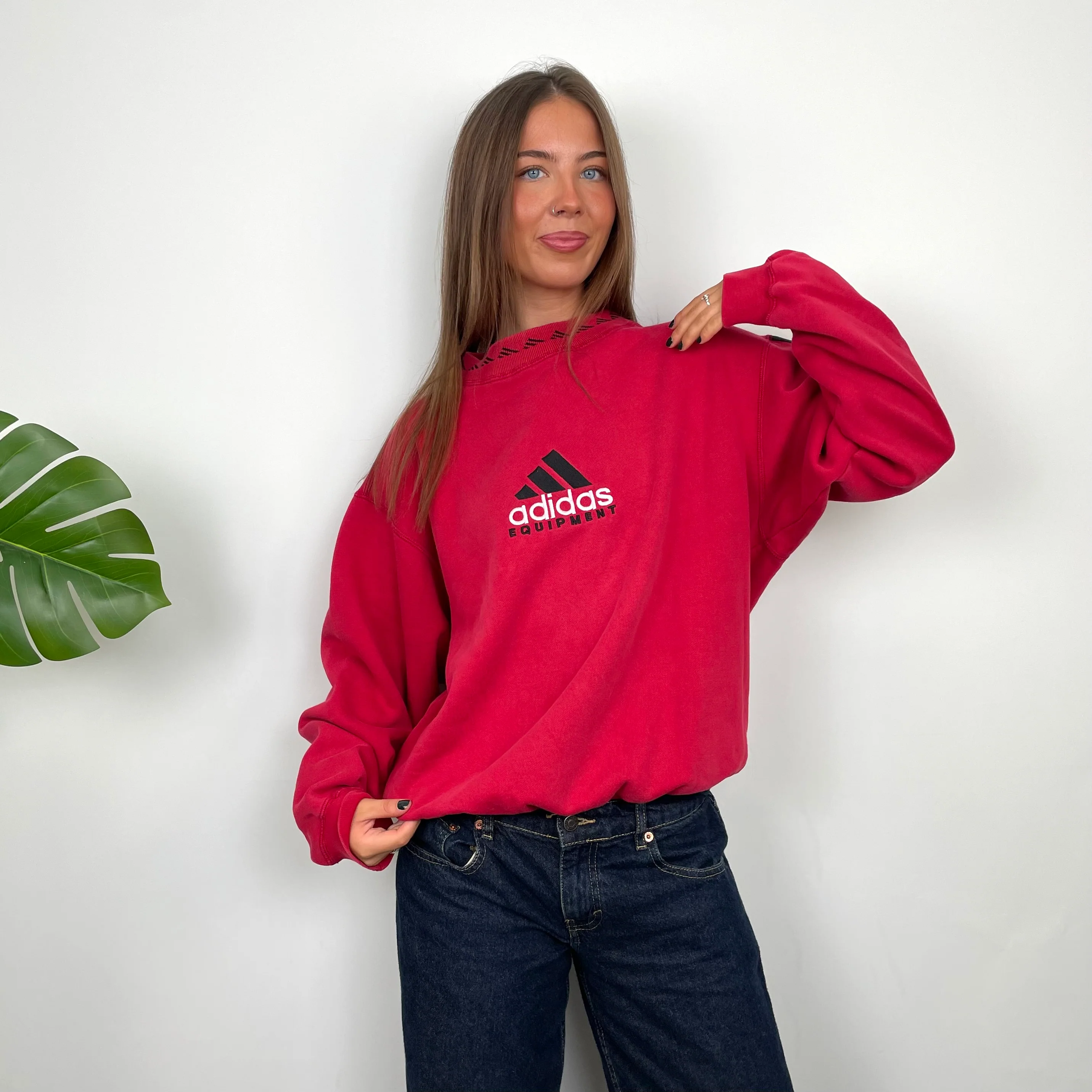 Adidas Equipment RARE Red Embroidered Spell Out Sweatshirt (M) - Image 3