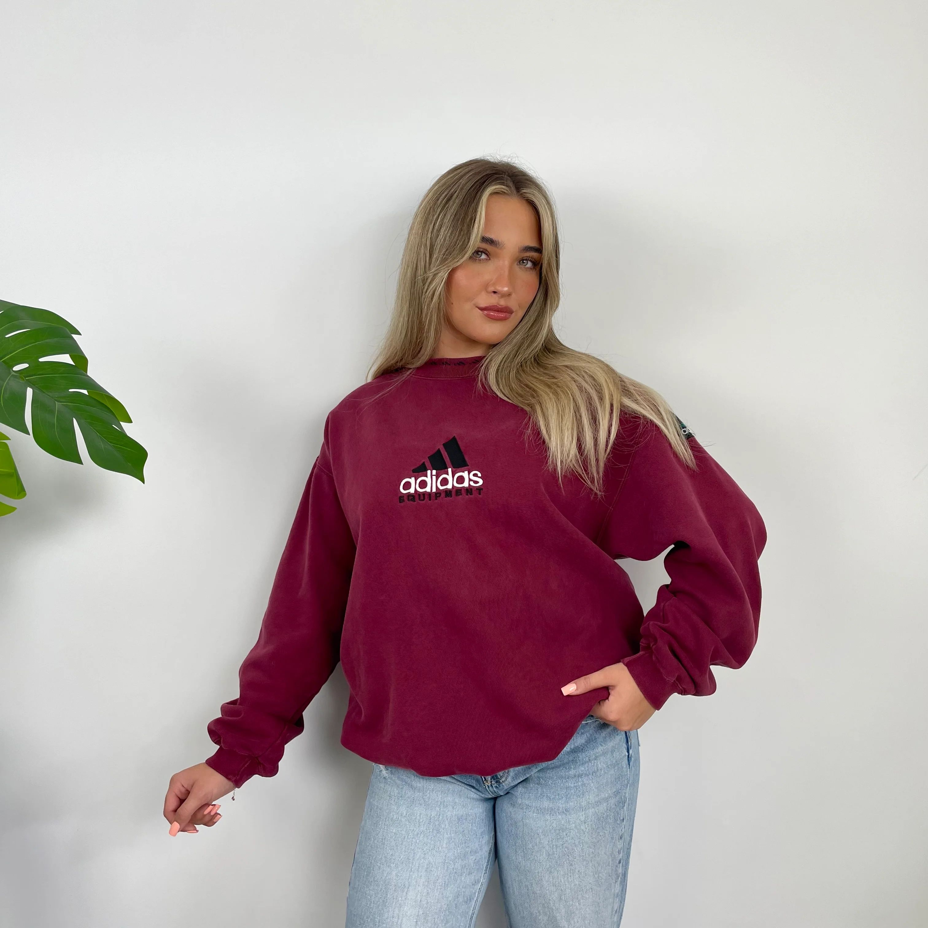 Adidas Equipment RARE Red Embroidered Spell Out Sweatshirt (L) - Image 3