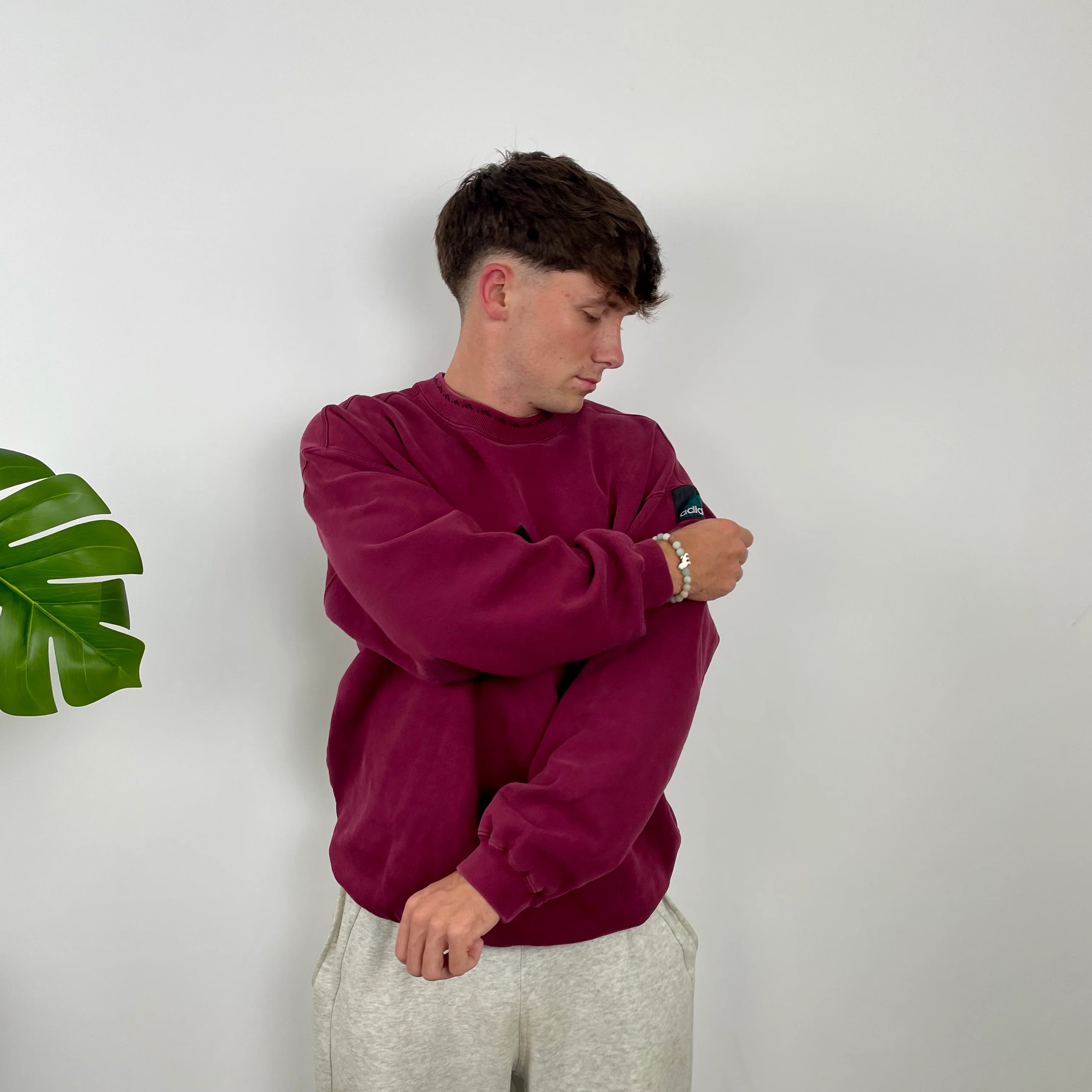 Adidas Equipment RARE Red Embroidered Spell Out Sweatshirt (L) - Image 3