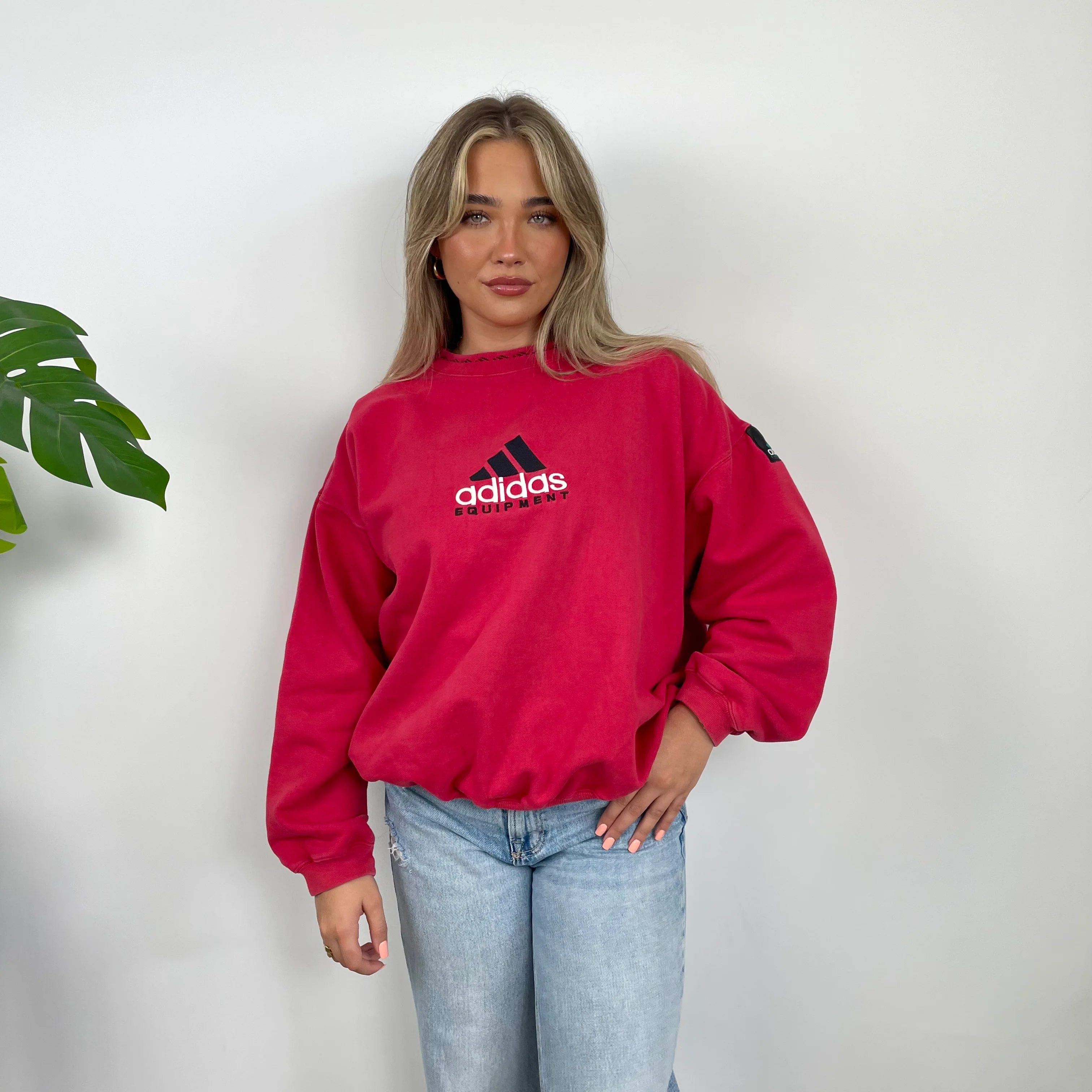 Adidas Equipment RARE Red Embroidered Spell Out Sweatshirt (S) - Image 2