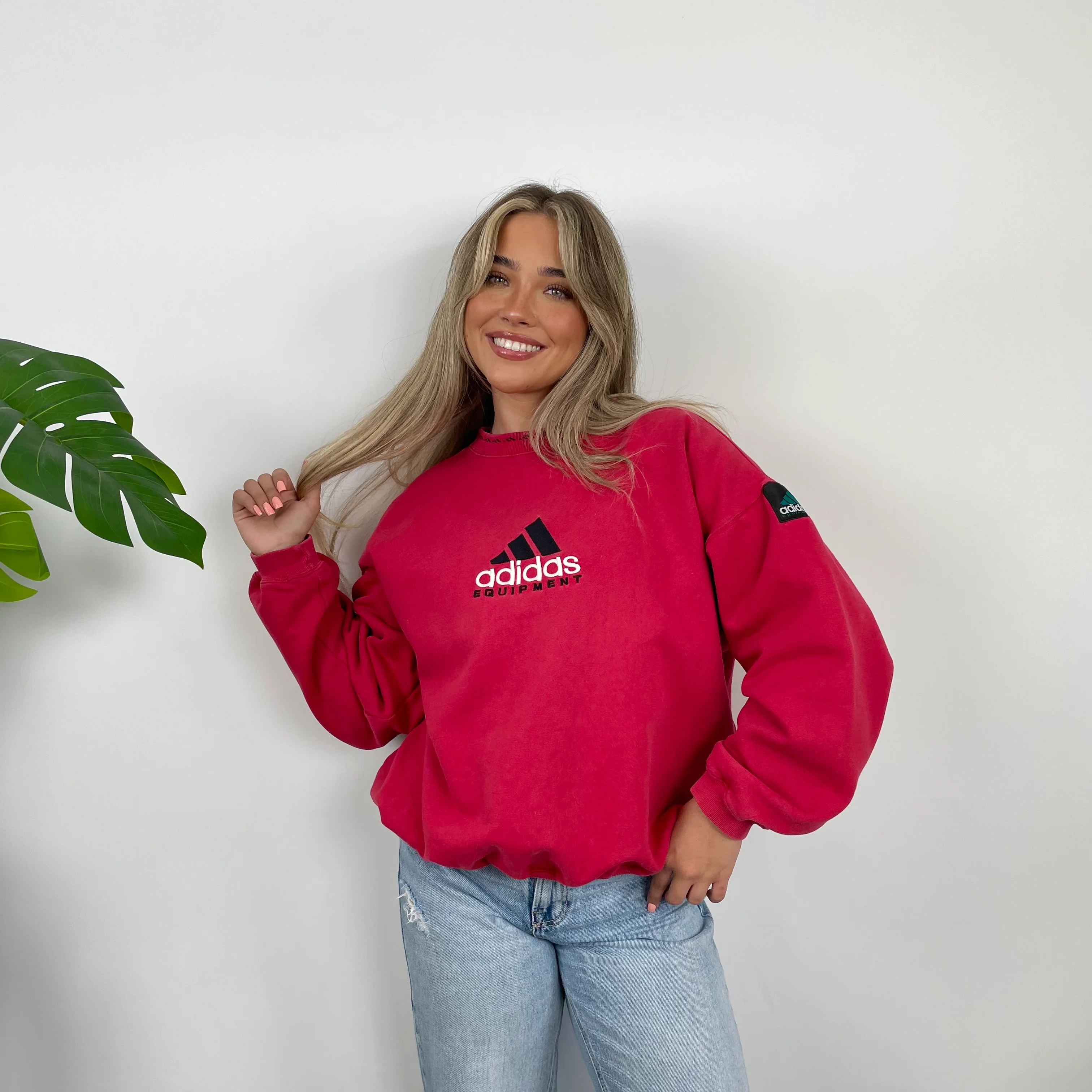 Adidas Equipment RARE Red Embroidered Spell Out Sweatshirt (S) - Image 4