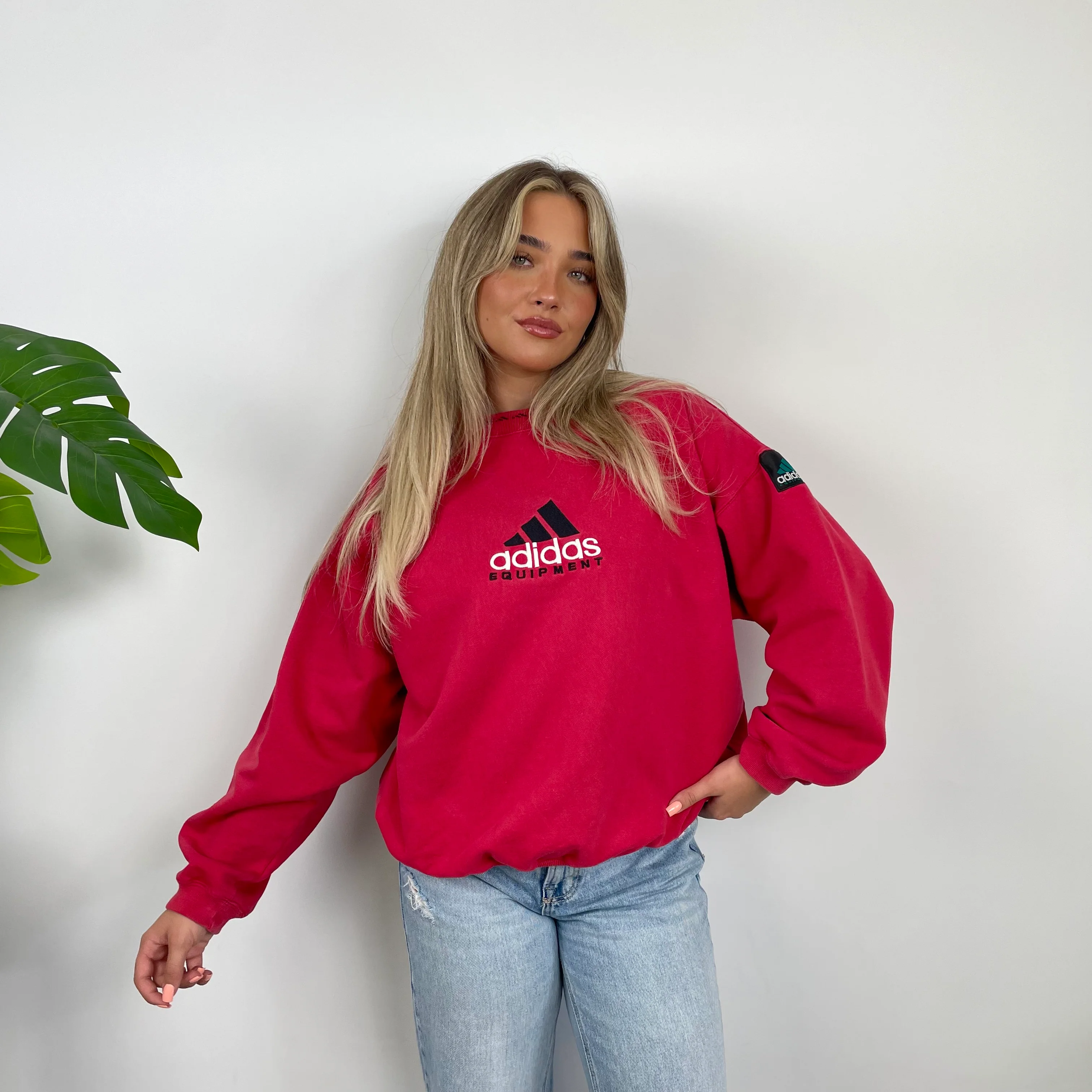 Adidas Equipment RARE Red Embroidered Spell Out Sweatshirt (S) - Image 5