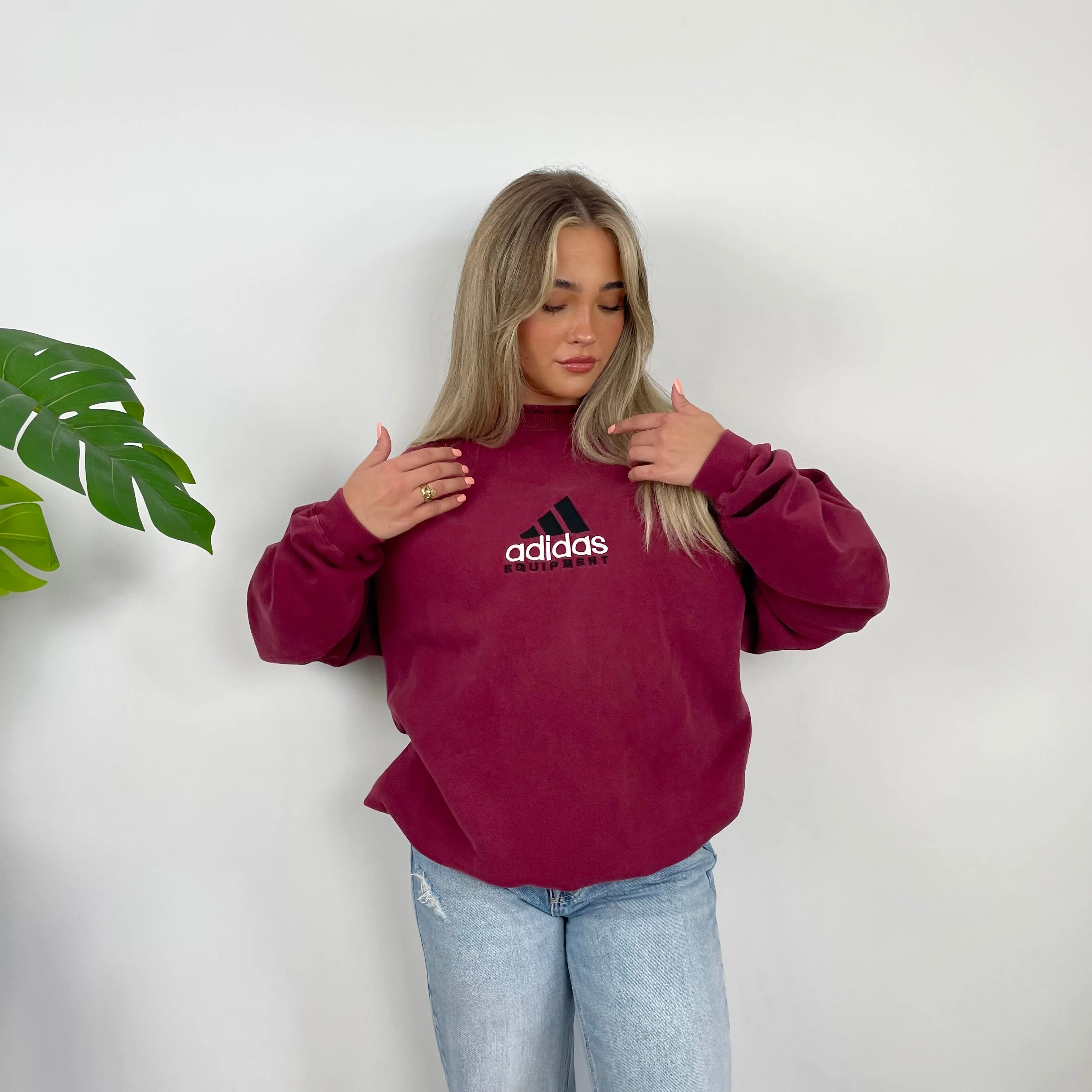 Adidas Equipment RARE Red Embroidered Spell Out Sweatshirt (XL) - Image 6