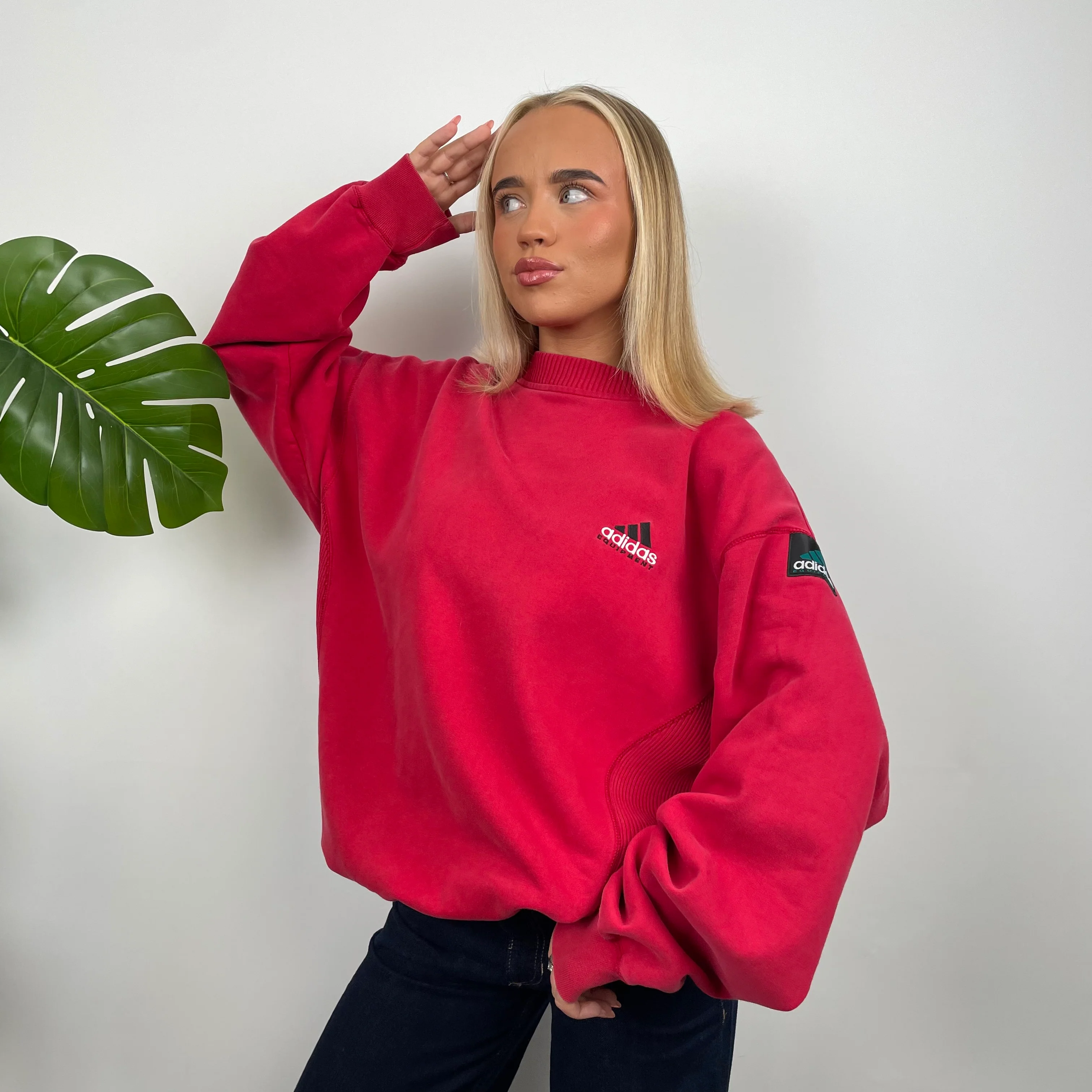 Adidas Equipment RARE Red Embroidered Spell Out Sweatshirt (XL) - Image 3