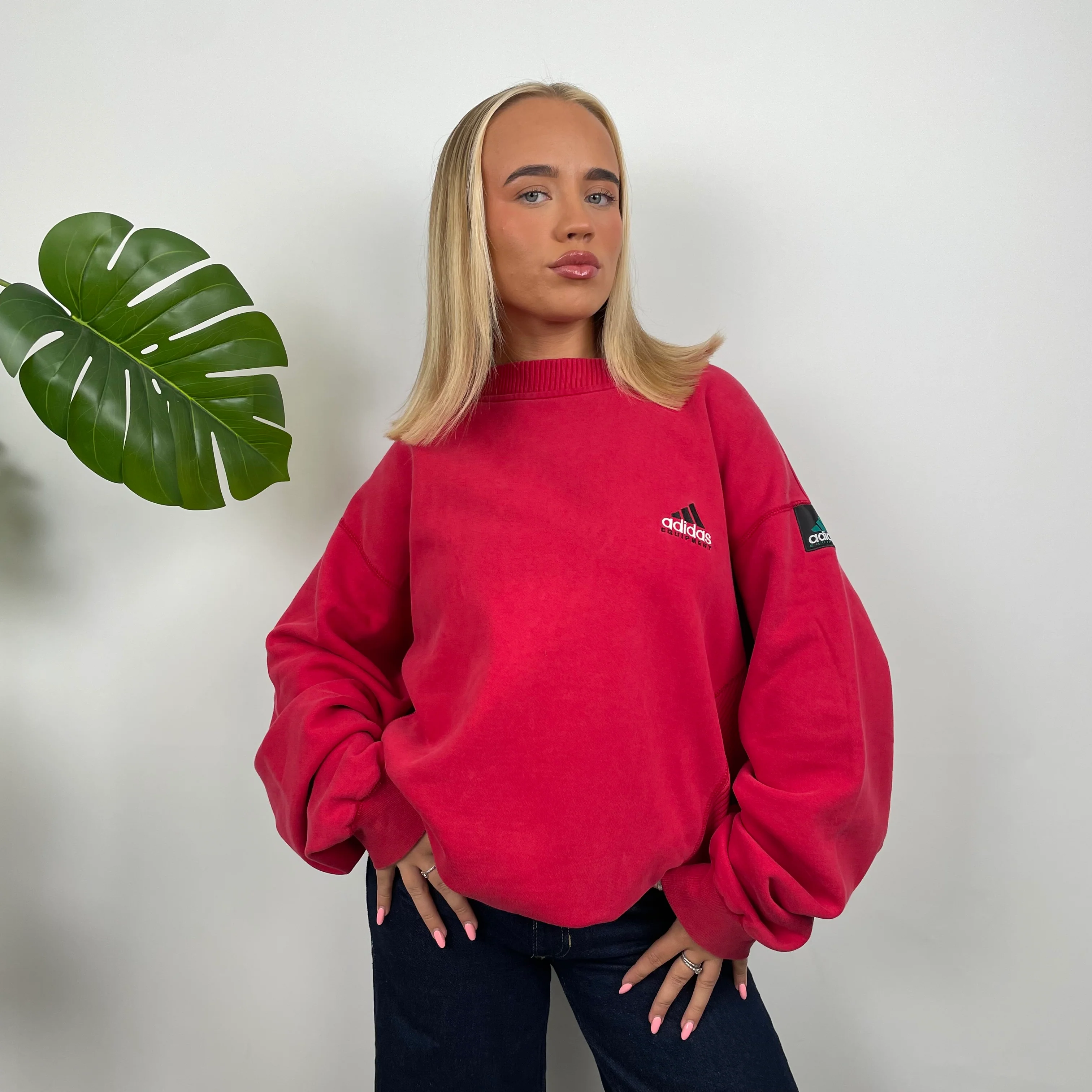 Adidas Equipment RARE Red Embroidered Spell Out Sweatshirt (XL) - Image 4