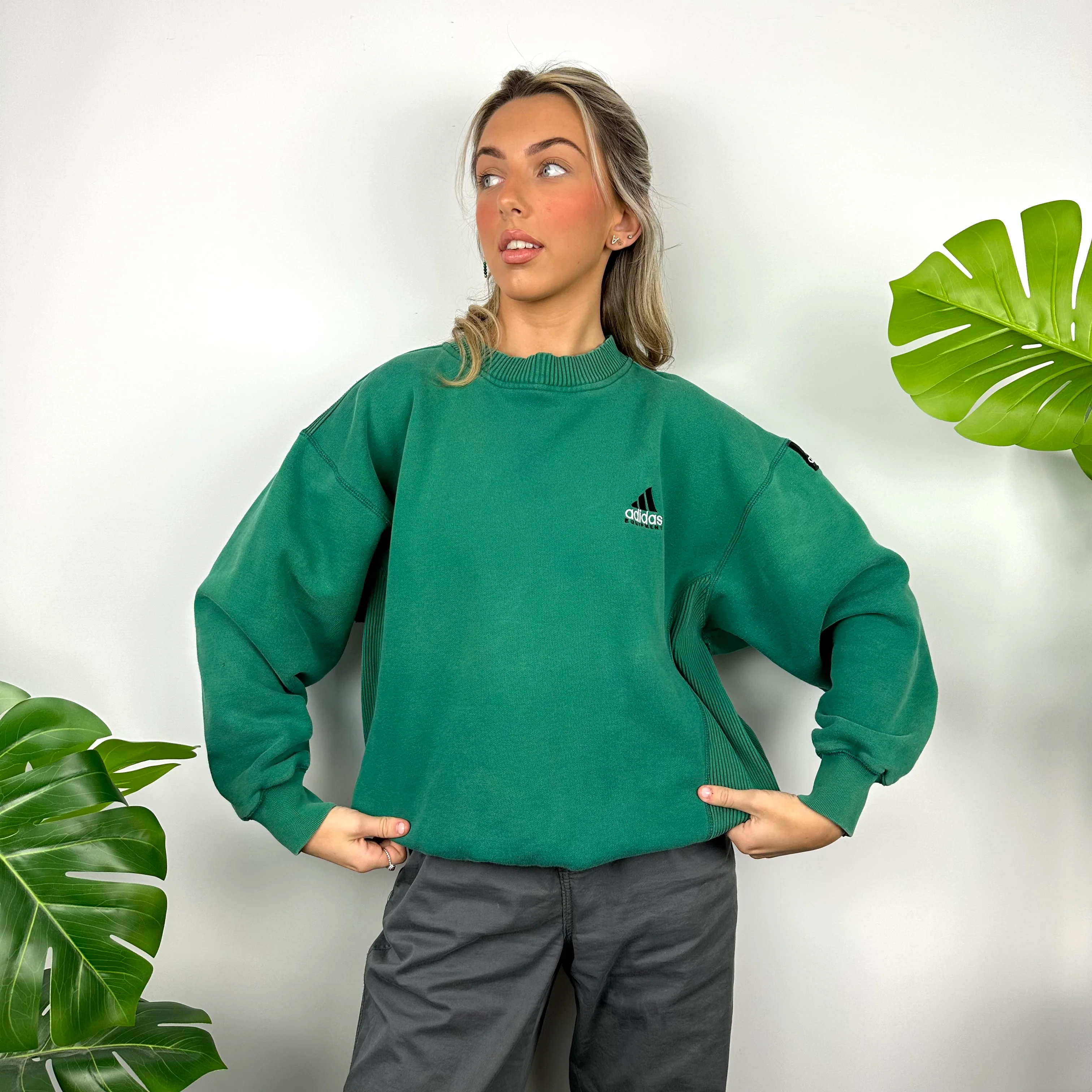 Adidas Equipment RARE Green Embroidered Spell Out Sweatshirt (L) - Image 3