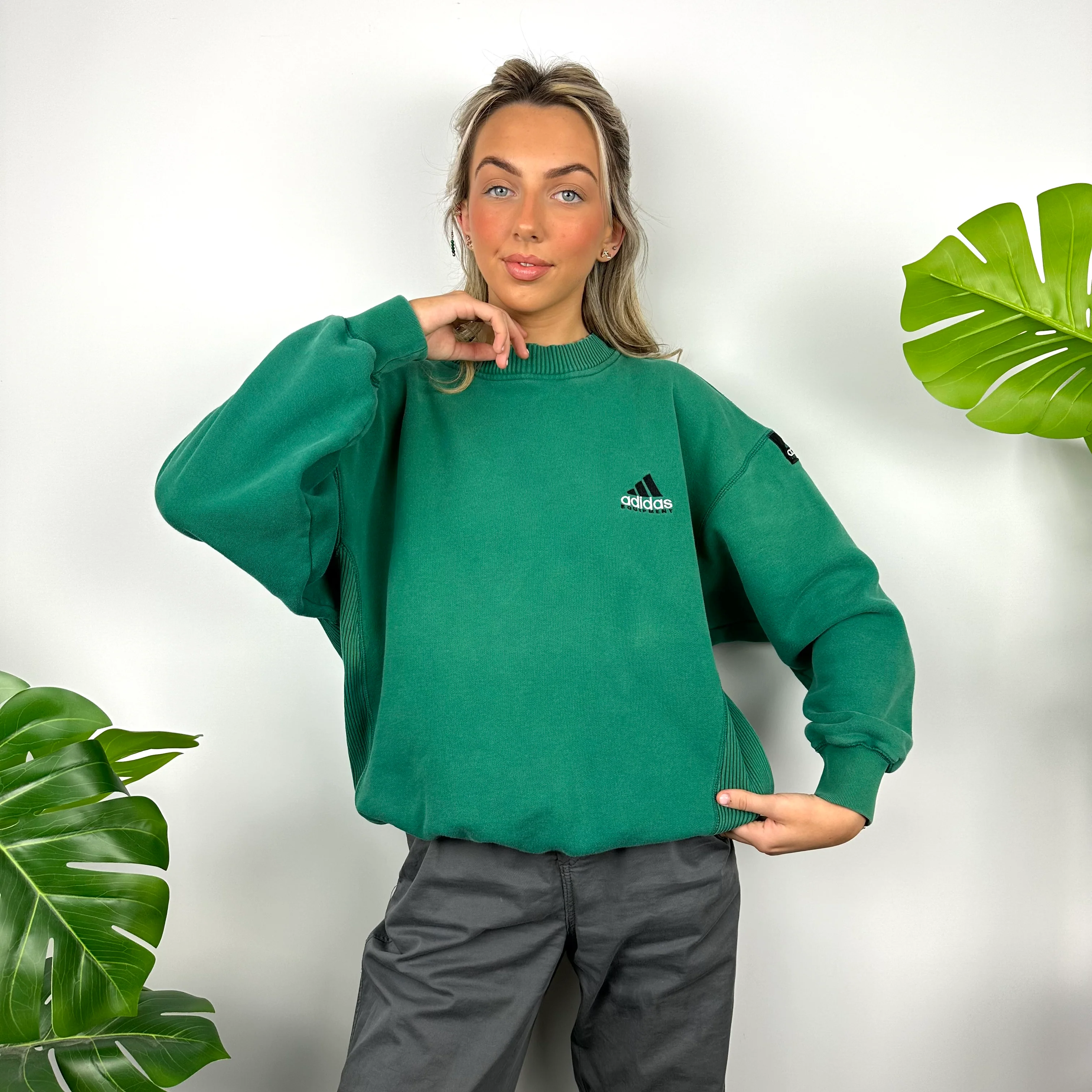 Adidas Equipment RARE Green Embroidered Spell Out Sweatshirt (L) - Image 4