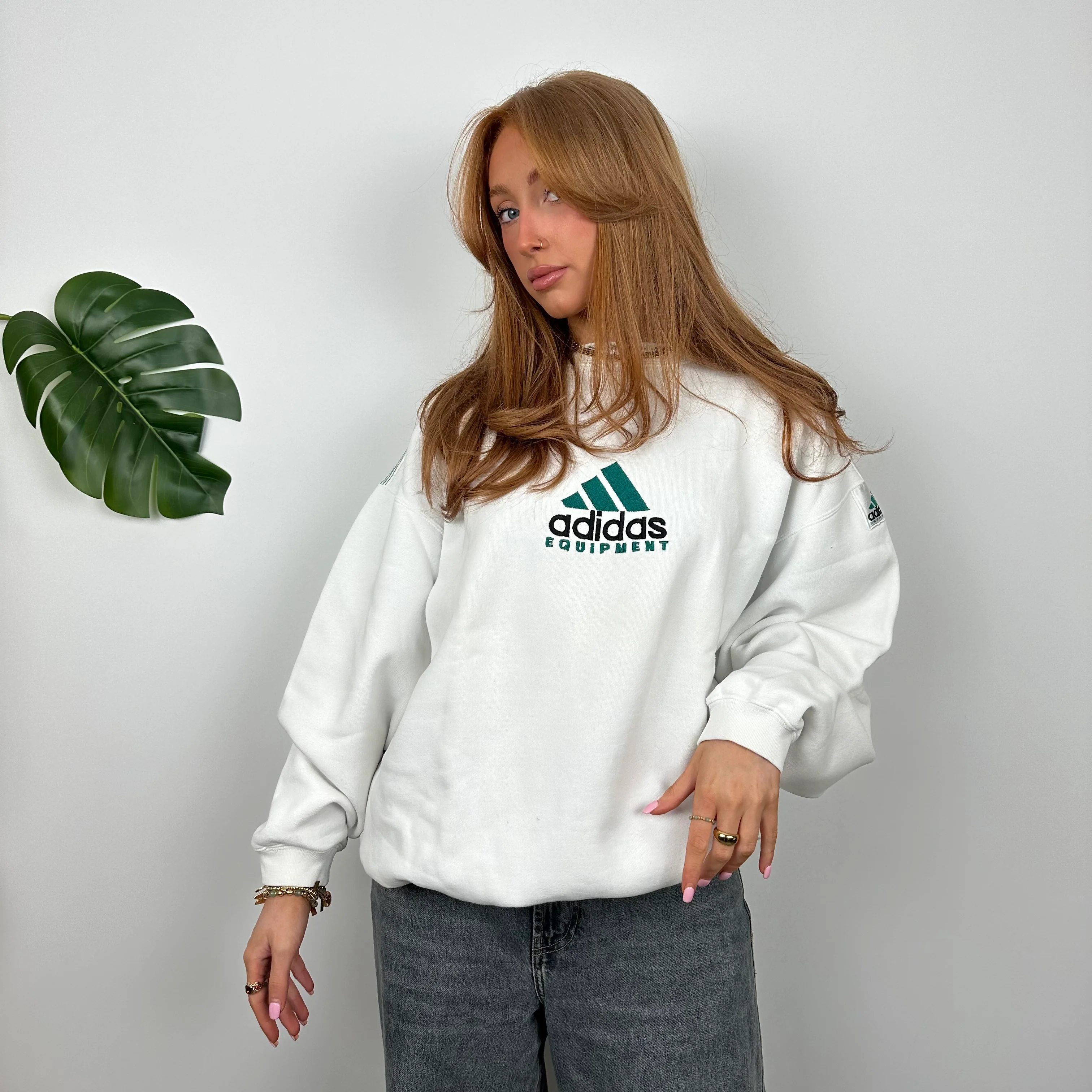 Adidas Equipment RARE White Embroidered Spell Out Sweatshirt (M) - Image 5