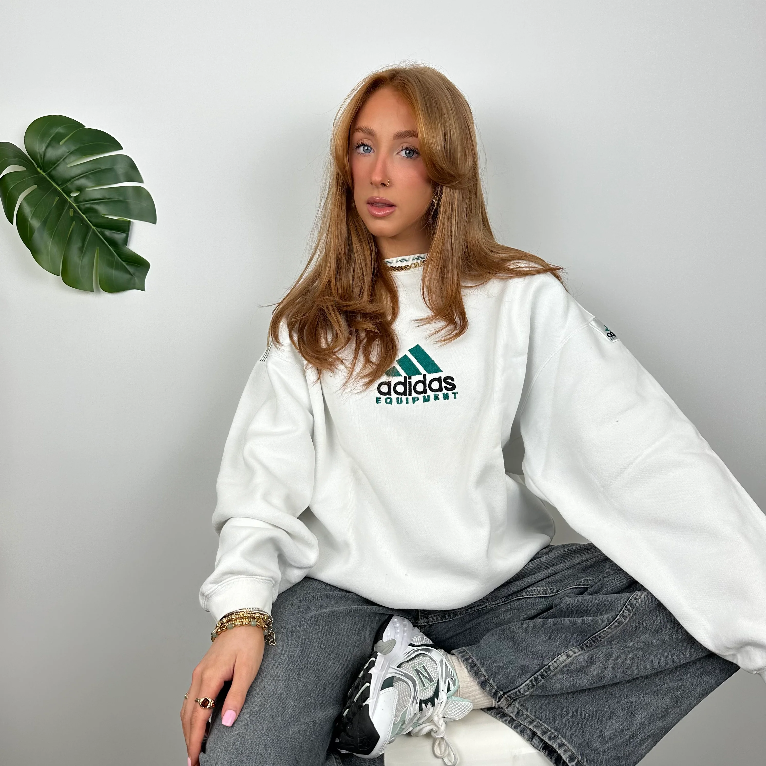 Adidas Equipment RARE White Embroidered Spell Out Sweatshirt (M) - Image 7