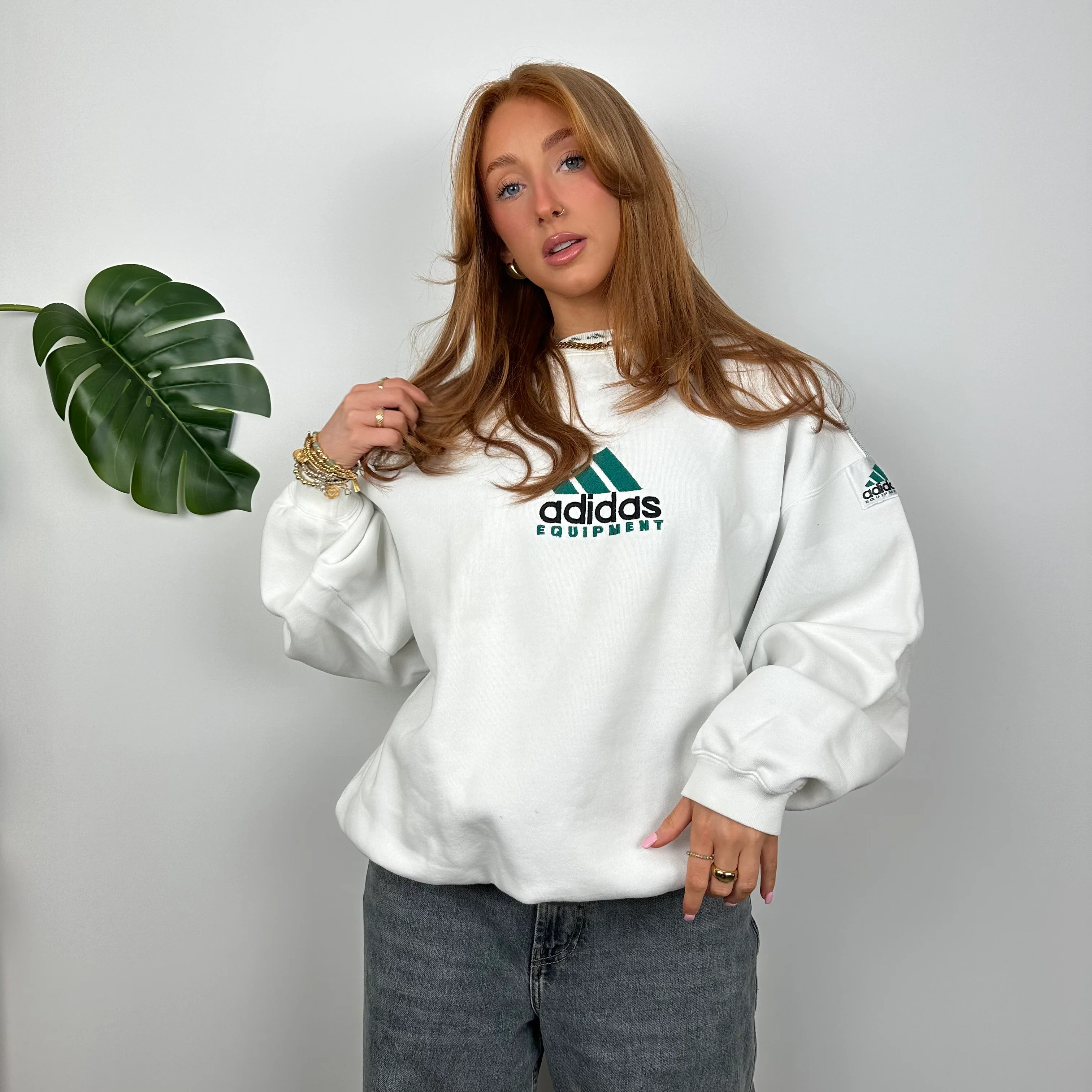 Adidas Equipment RARE White Embroidered Spell Out Sweatshirt (M) - Image 8