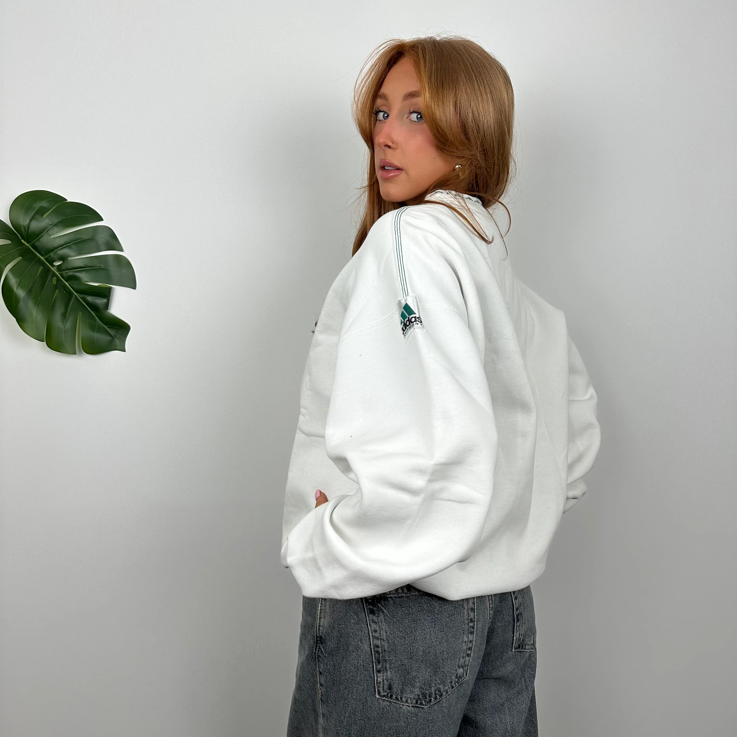 Adidas Equipment RARE White Embroidered Spell Out Sweatshirt (M) - Image 9