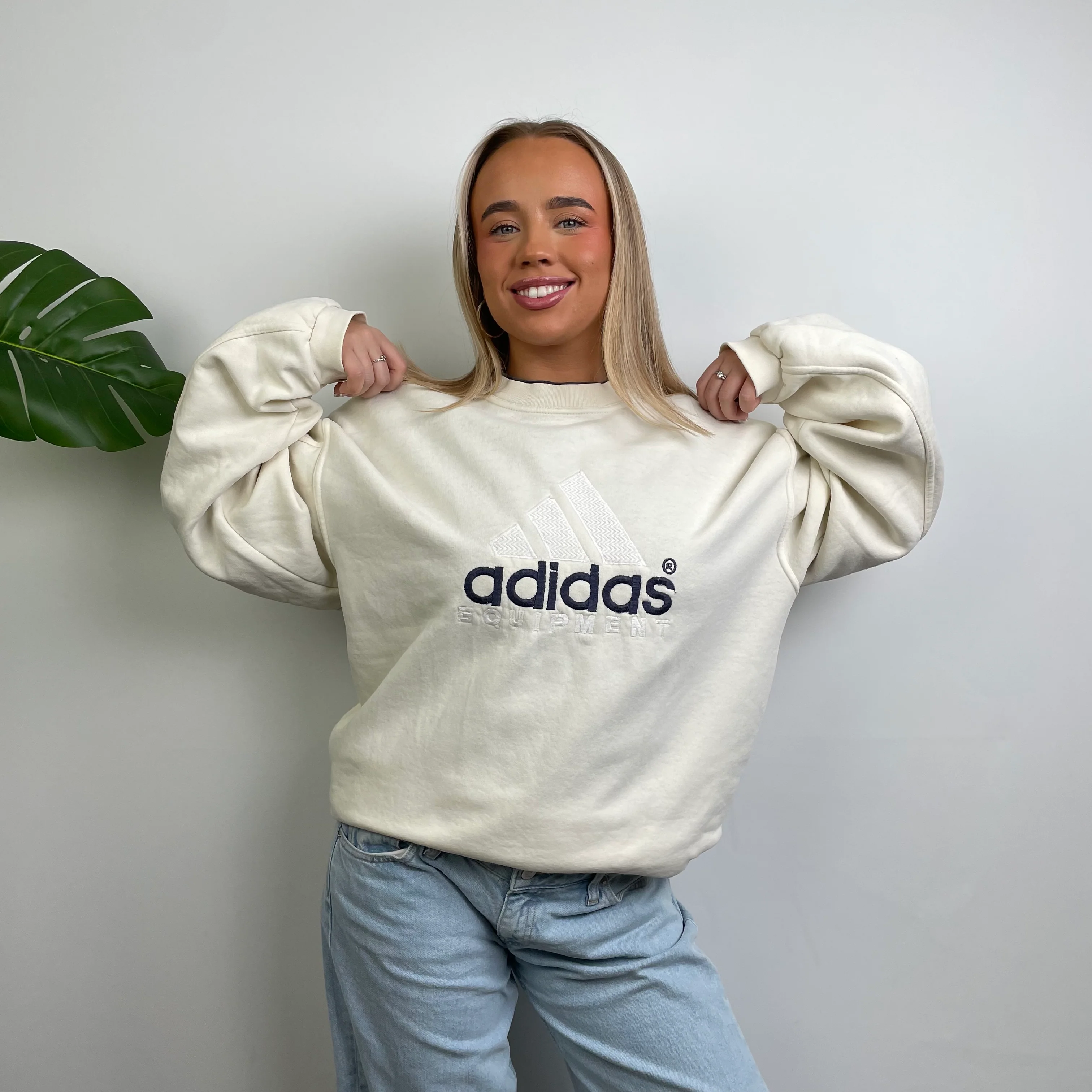 Adidas Equipment RARE White Embroidered Spell Out Sweatshirt (XL) - Image 3