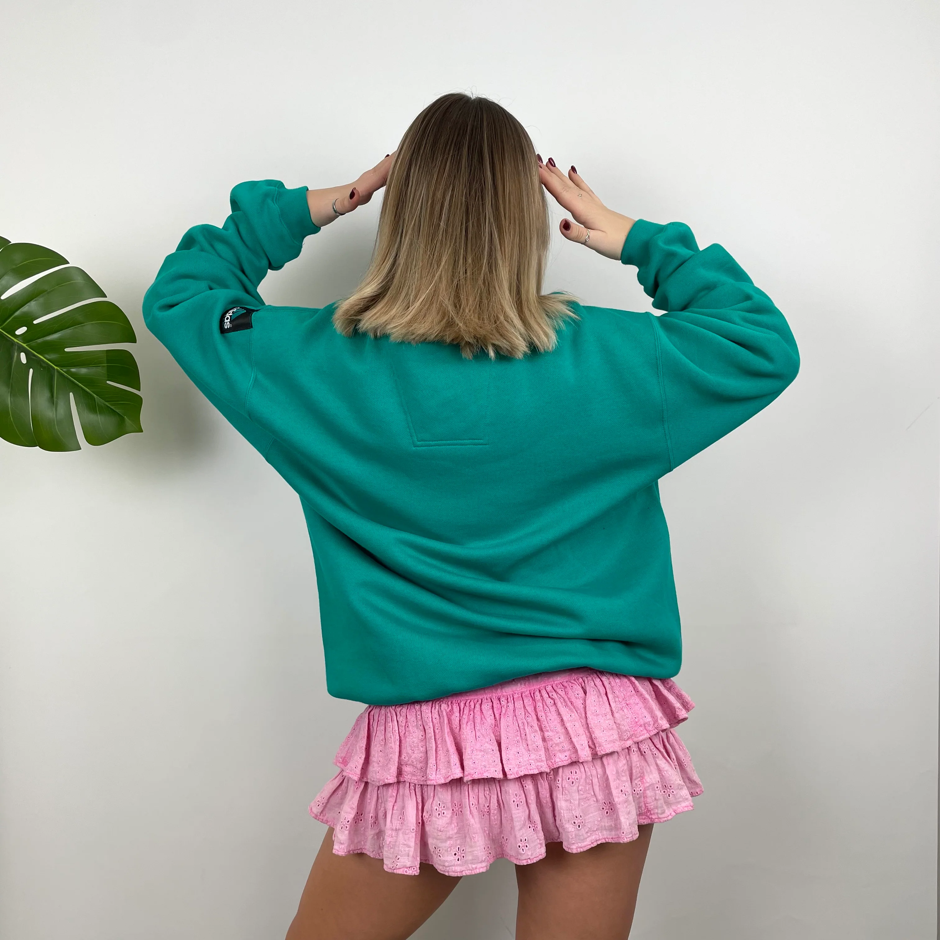 Adidas Equipment Turquoise Blue Embroidered Spell Out Sweatshirt (L) - Image 6