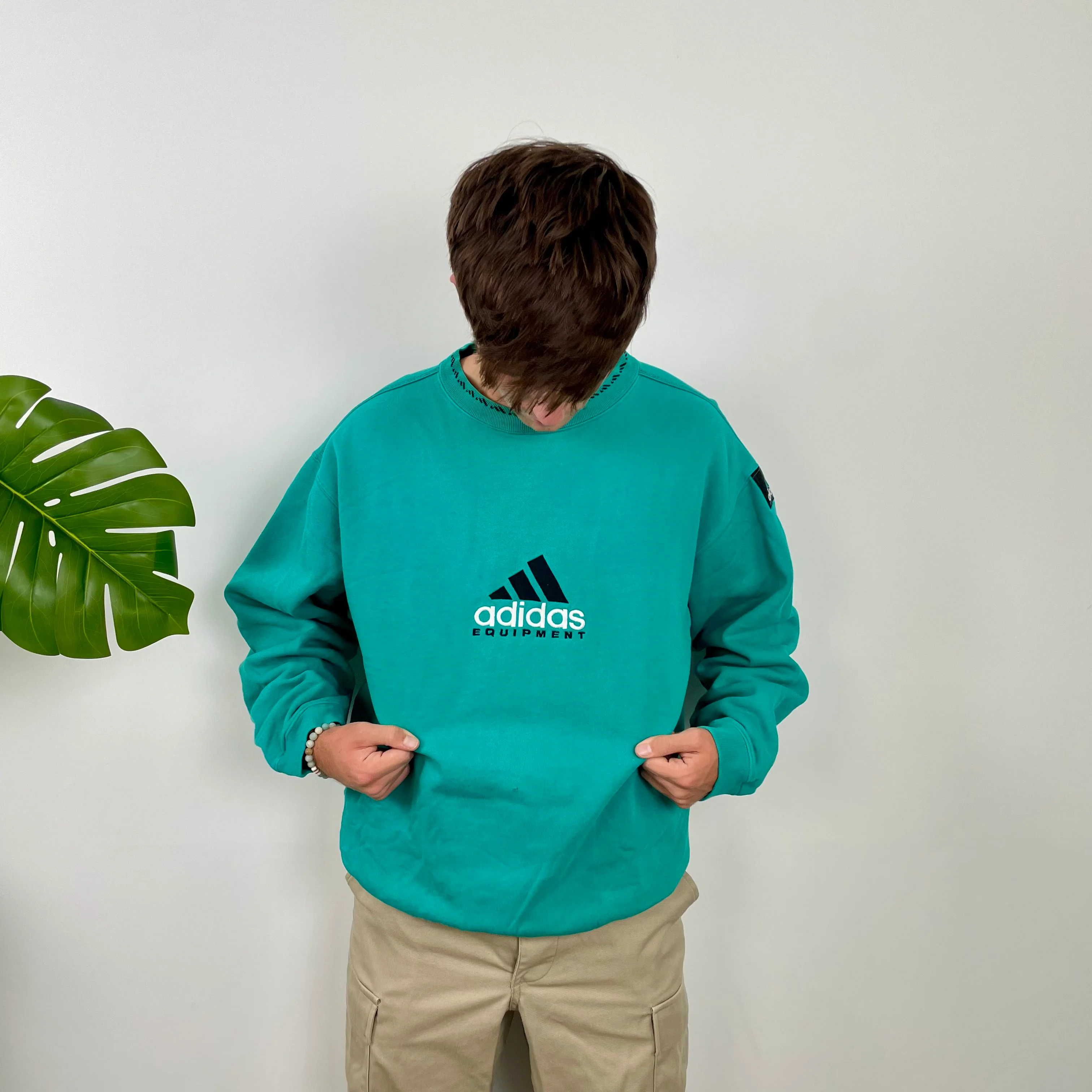 Adidas Equipment Turquoise Blue Embroidered Spell Out Sweatshirt (L) - Image 3