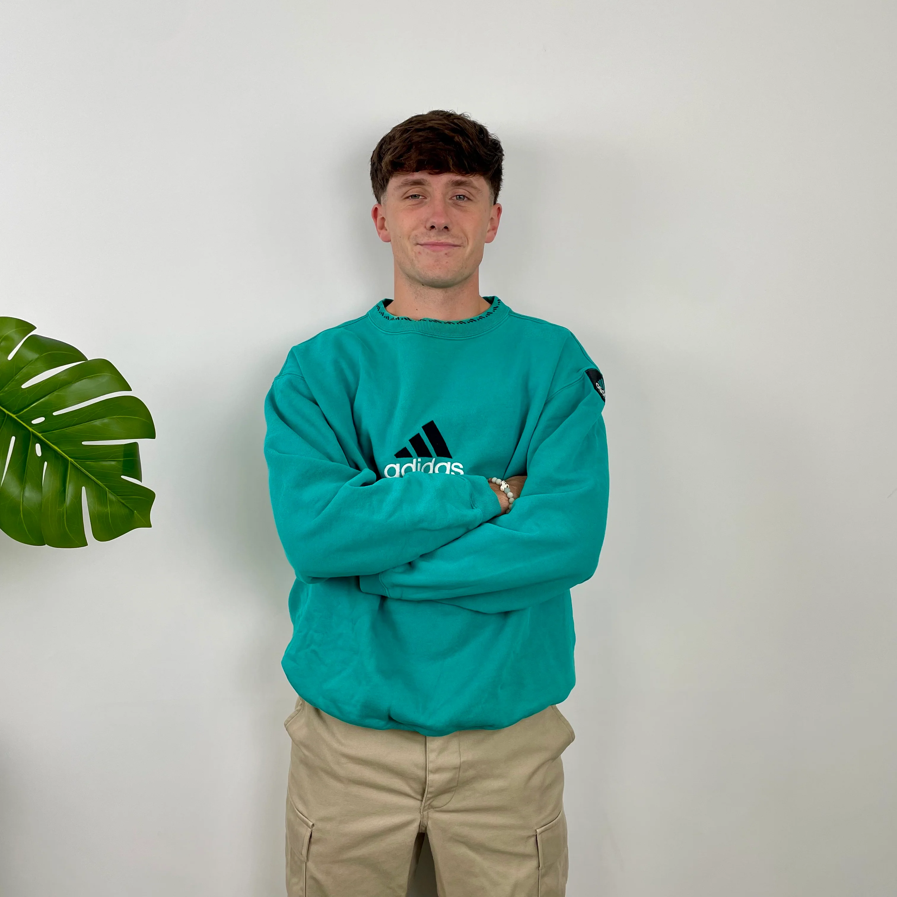 Adidas Equipment Turquoise Blue Embroidered Spell Out Sweatshirt (L) - Image 4