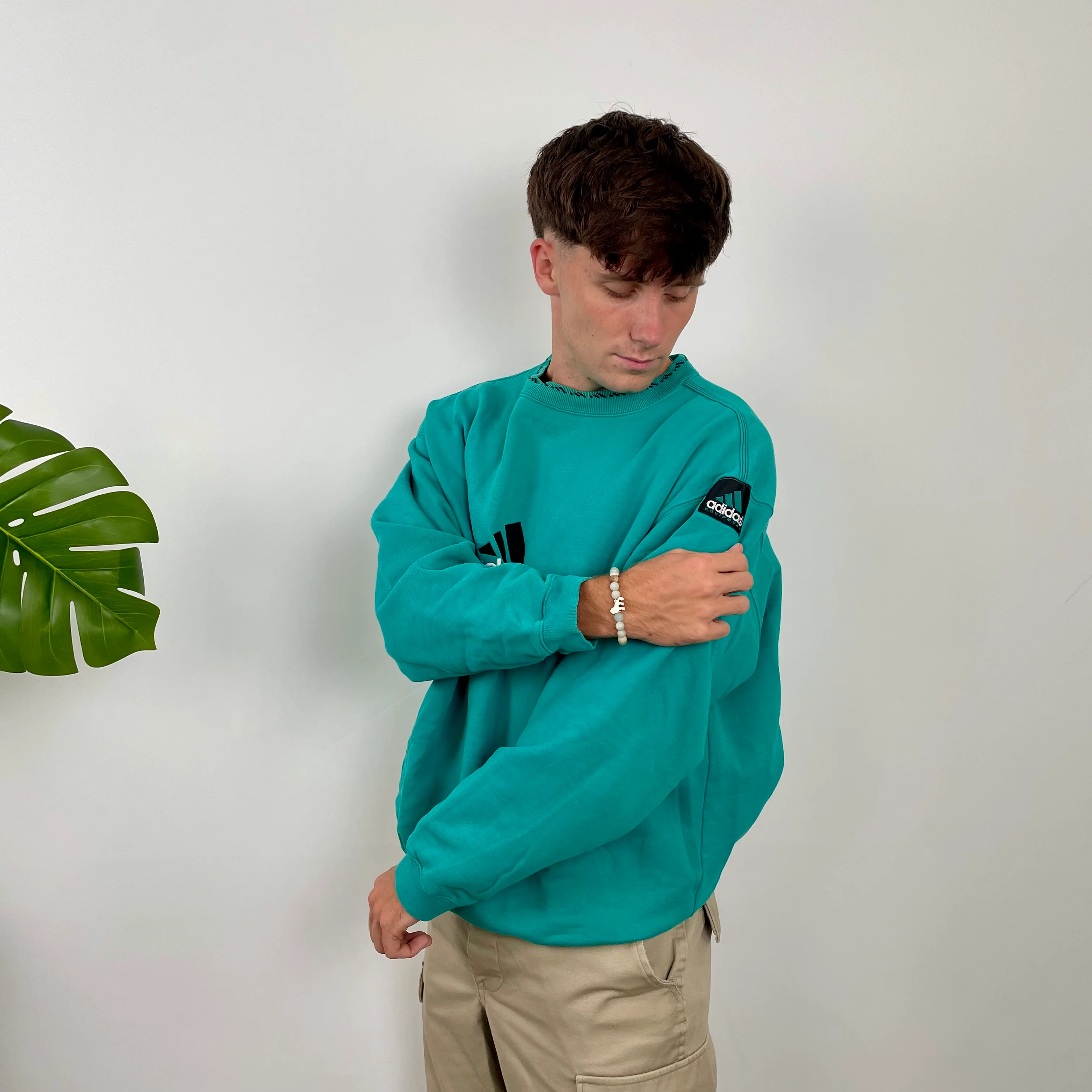 Adidas Equipment Turquoise Blue Embroidered Spell Out Sweatshirt (L) - Image 6