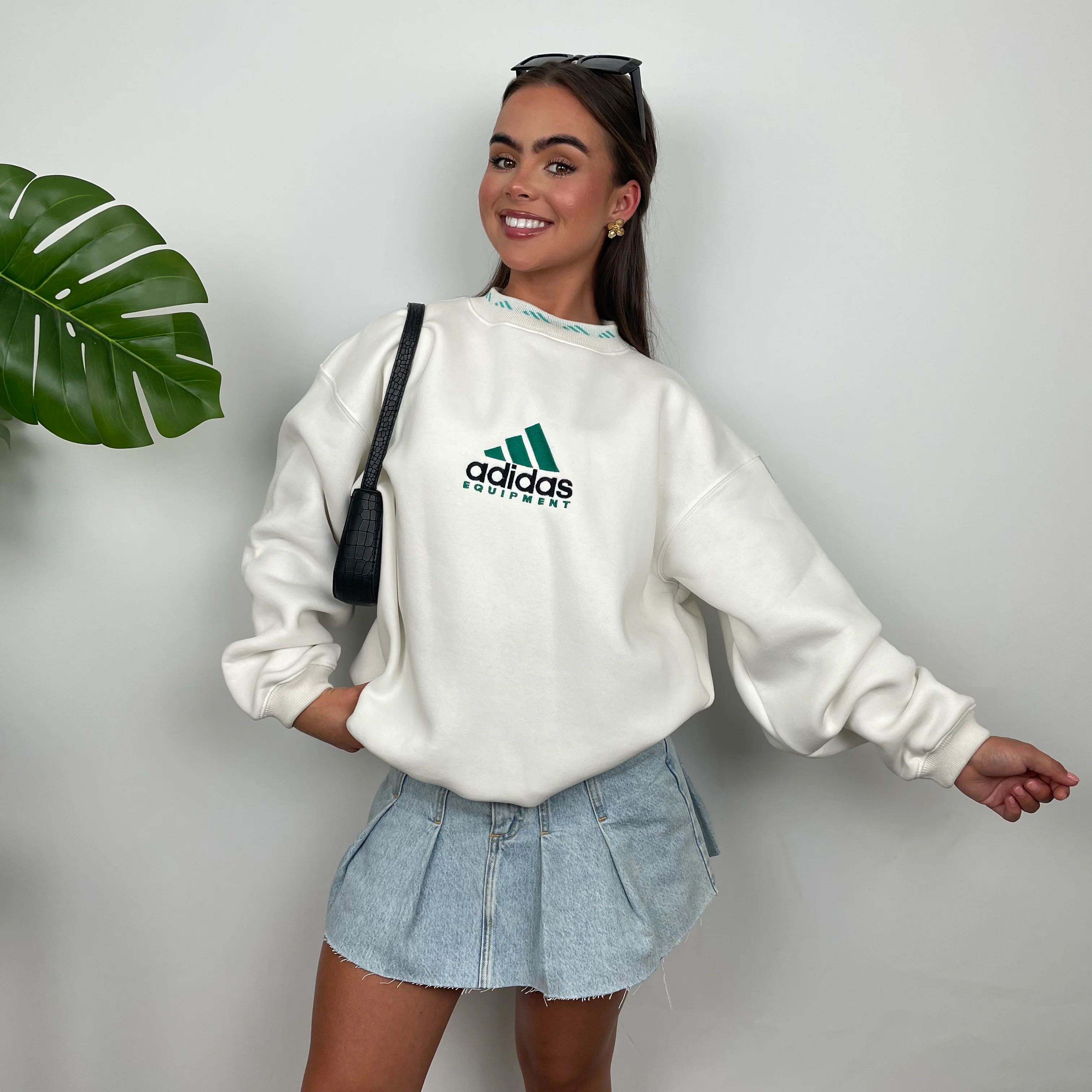 Adidas Equipment White Embroidered Spell Out Sweatshirt (S) - Image 4