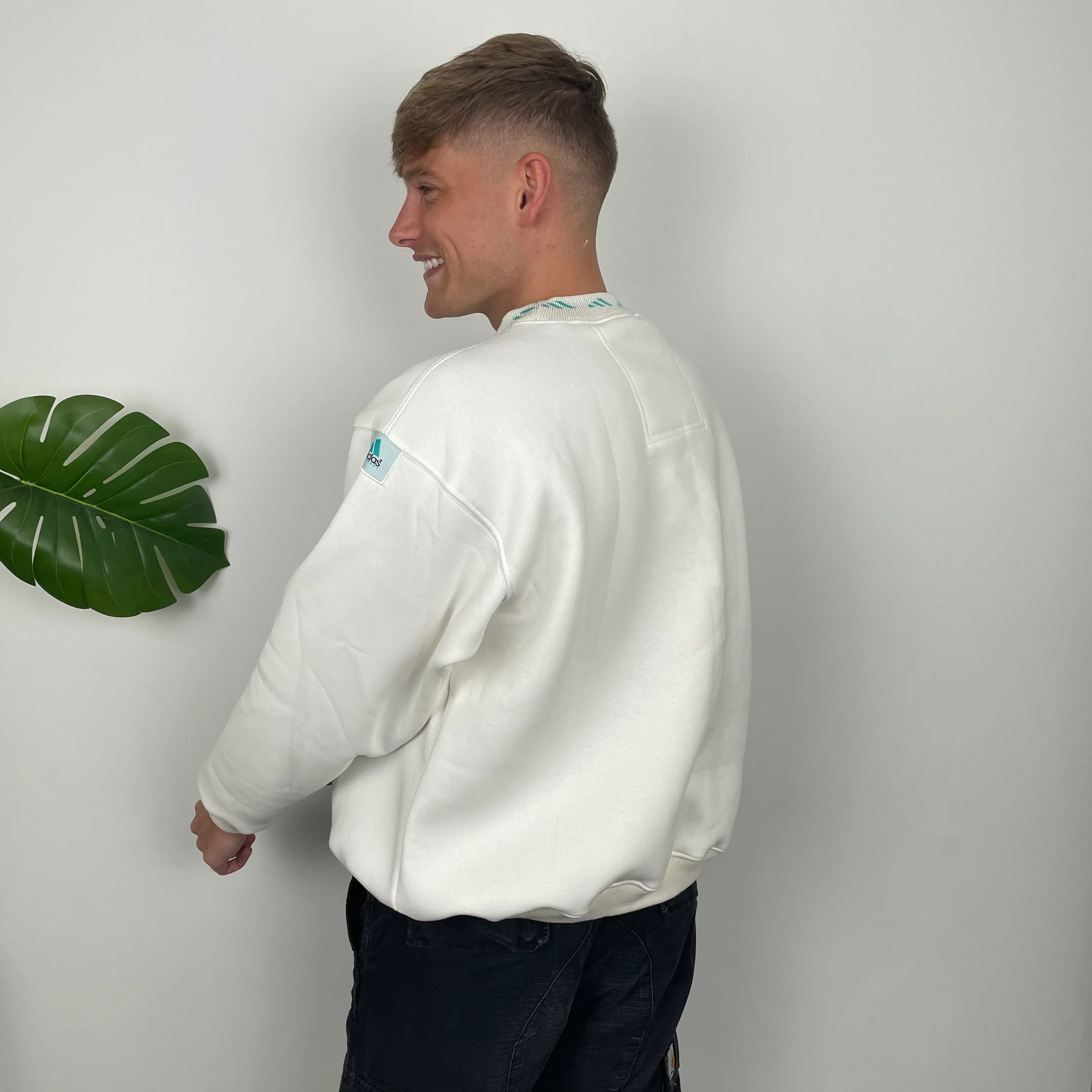 Adidas Equipment White Embroidered Spell Out Sweatshirt (S) - Image 8