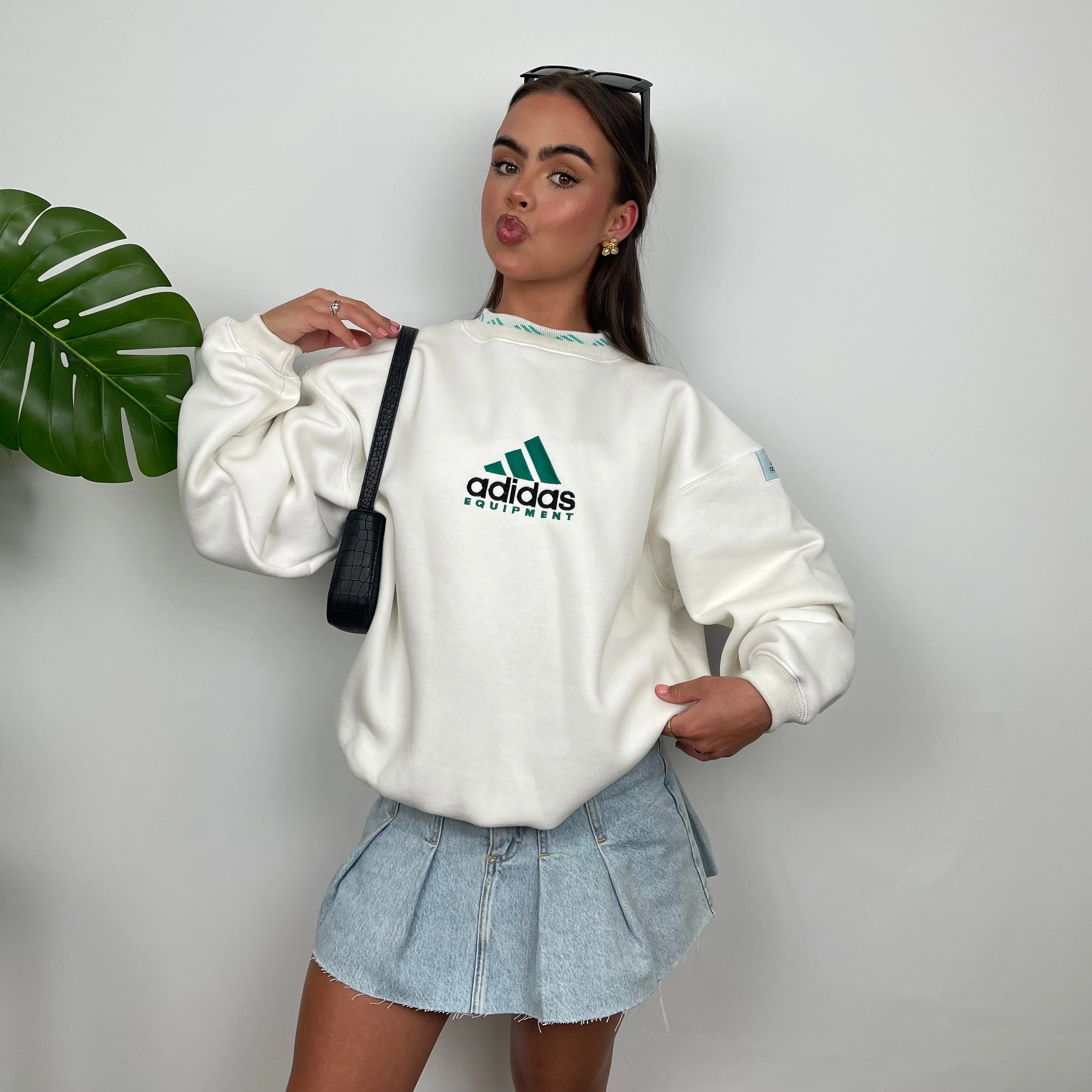 Adidas Equipment White Embroidered Spell Out Sweatshirt (S) - Image 2