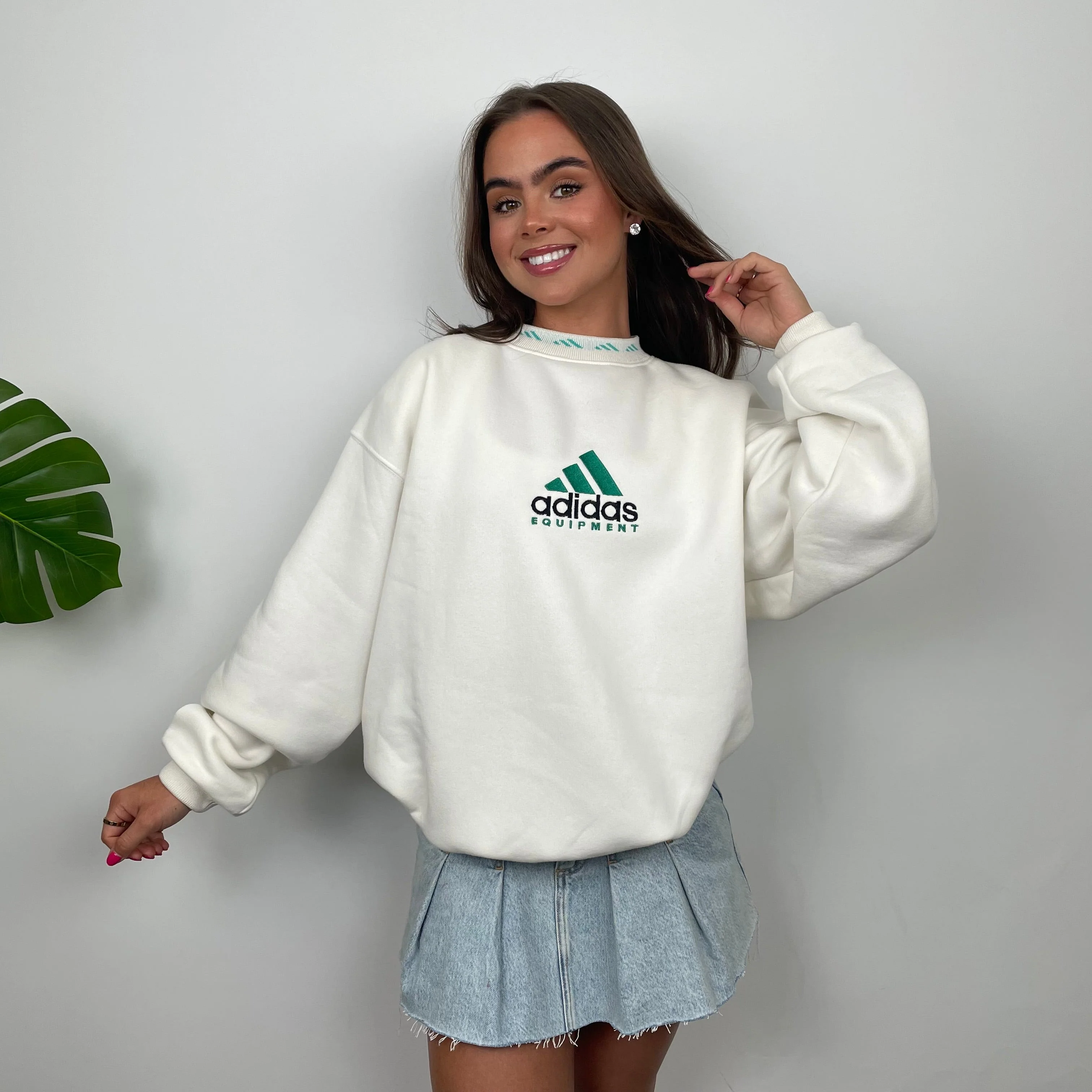 Adidas Equipment White Embroidered Spell Out Sweatshirt (M) - Image 2