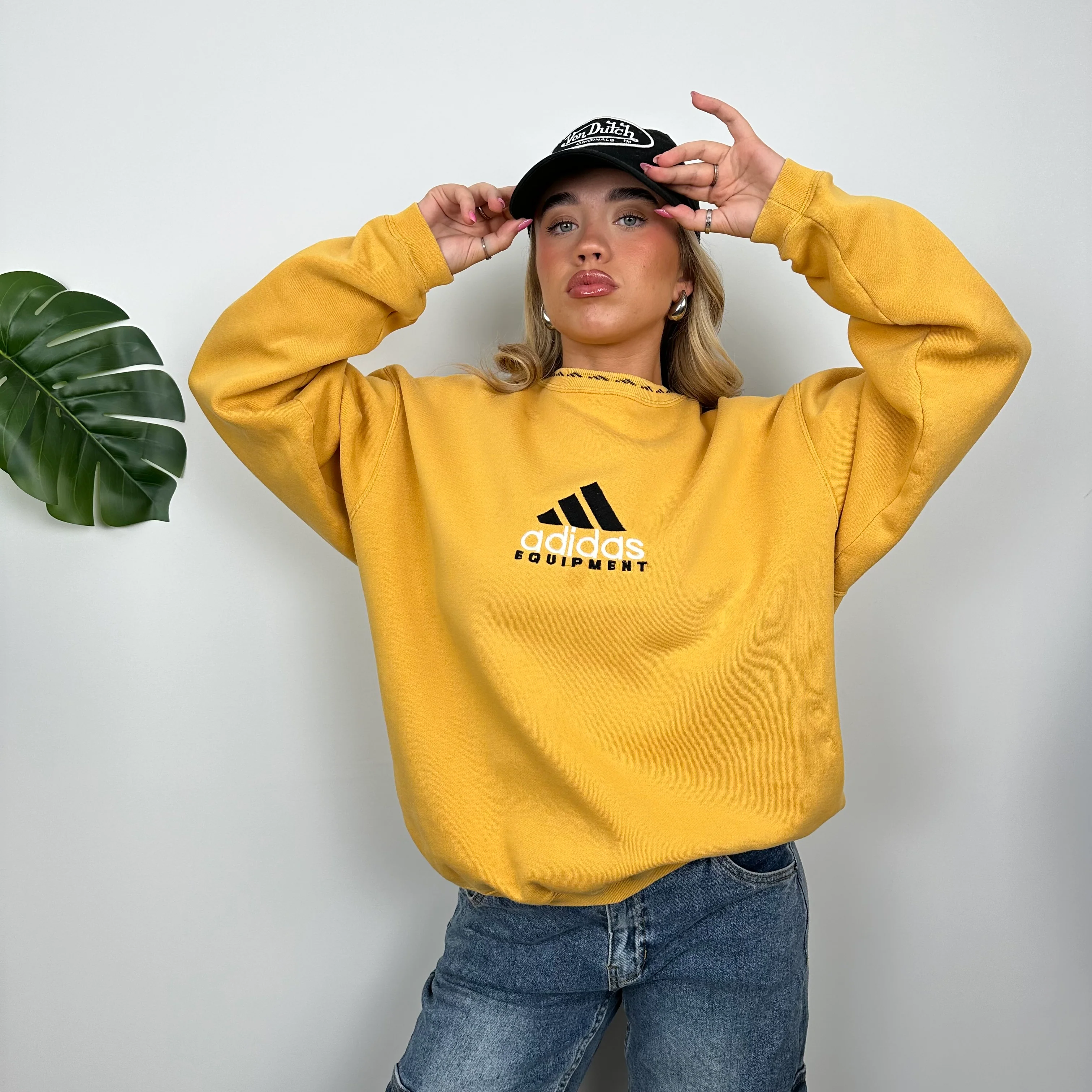 Adidas Equipment Yellow Embroidered Spell Out Sweatshirt (M) - Image 2