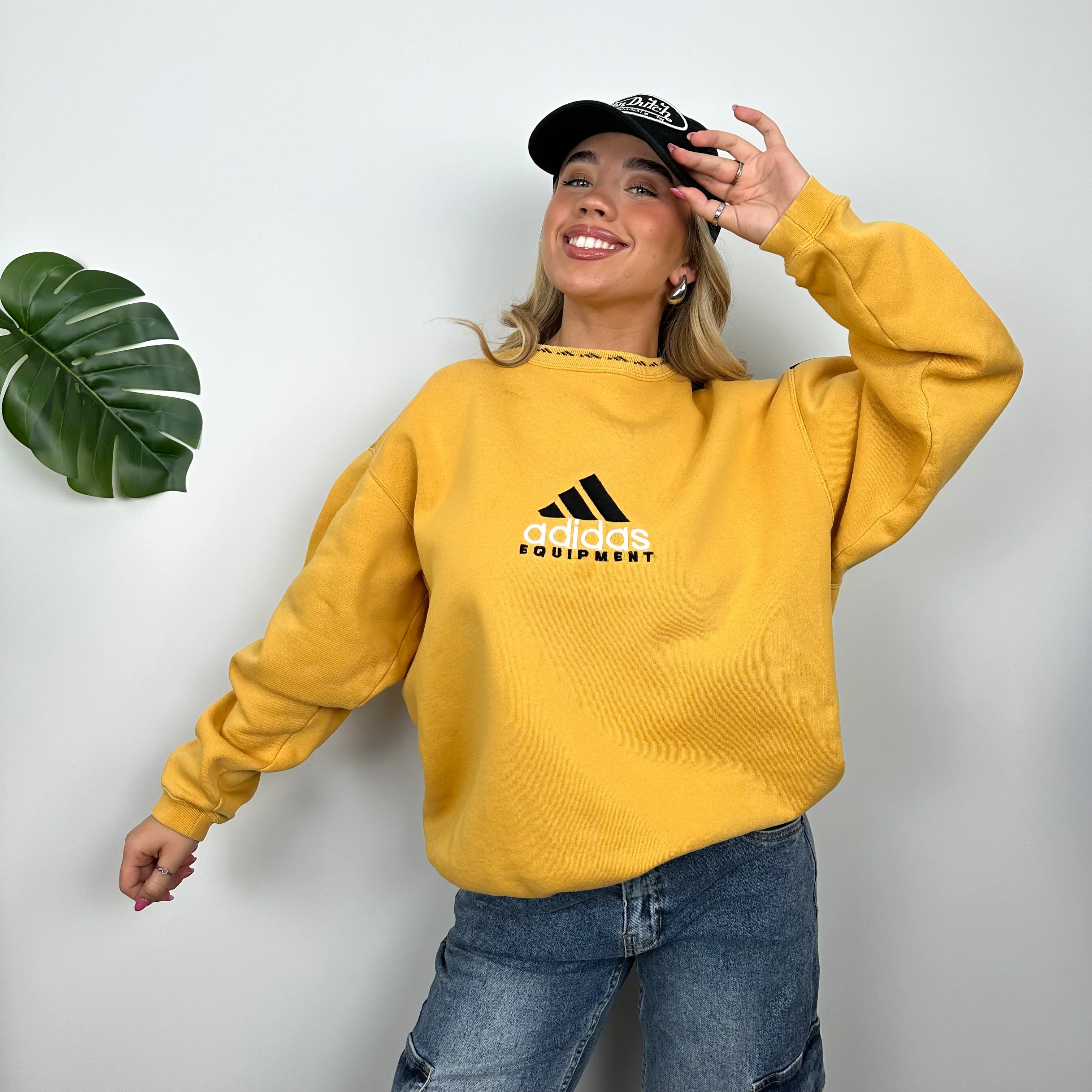 Adidas Equipment Yellow Embroidered Spell Out Sweatshirt (M) - Image 4