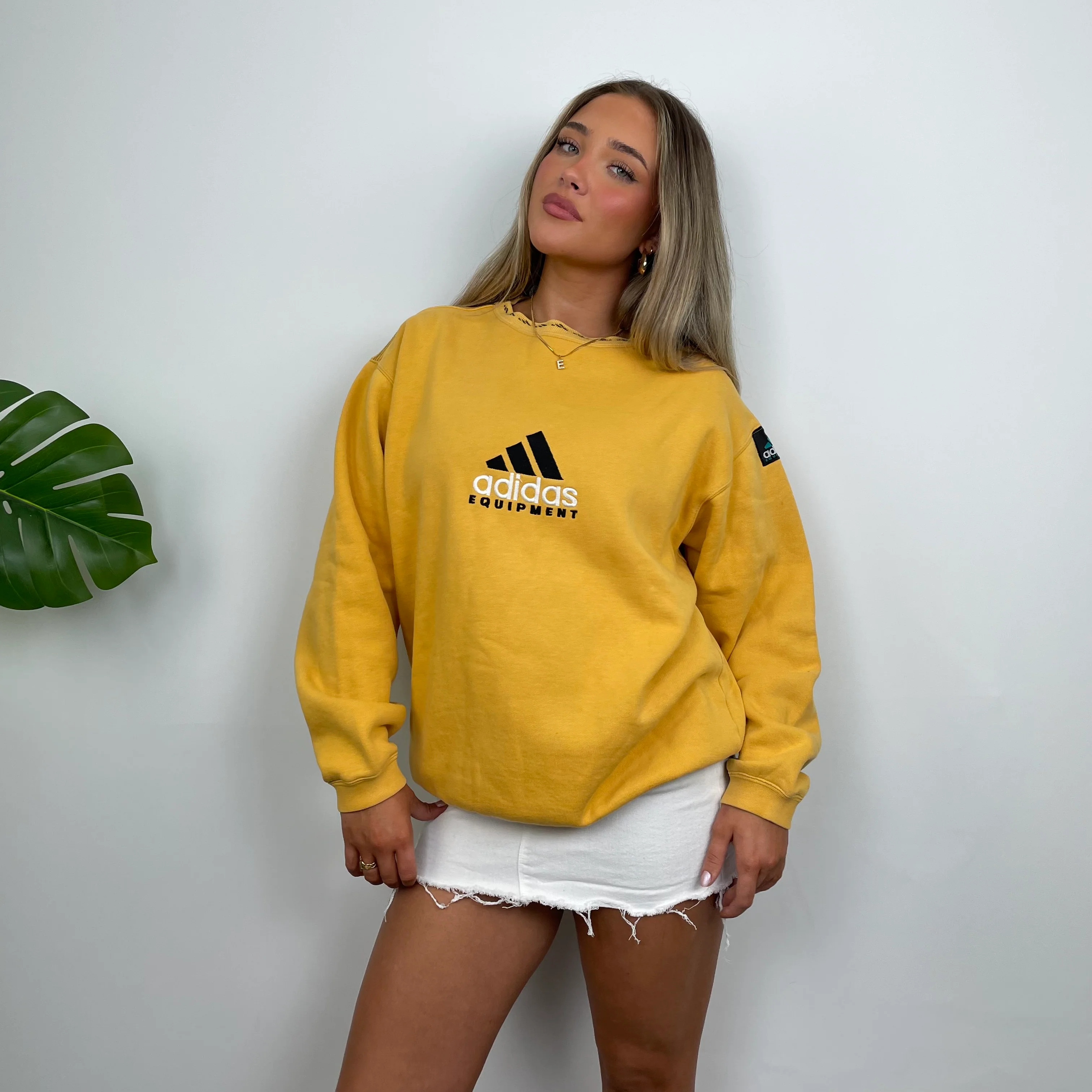 Adidas Equipment Yellow Embroidered Spell Out Sweatshirt (M) - Image 3