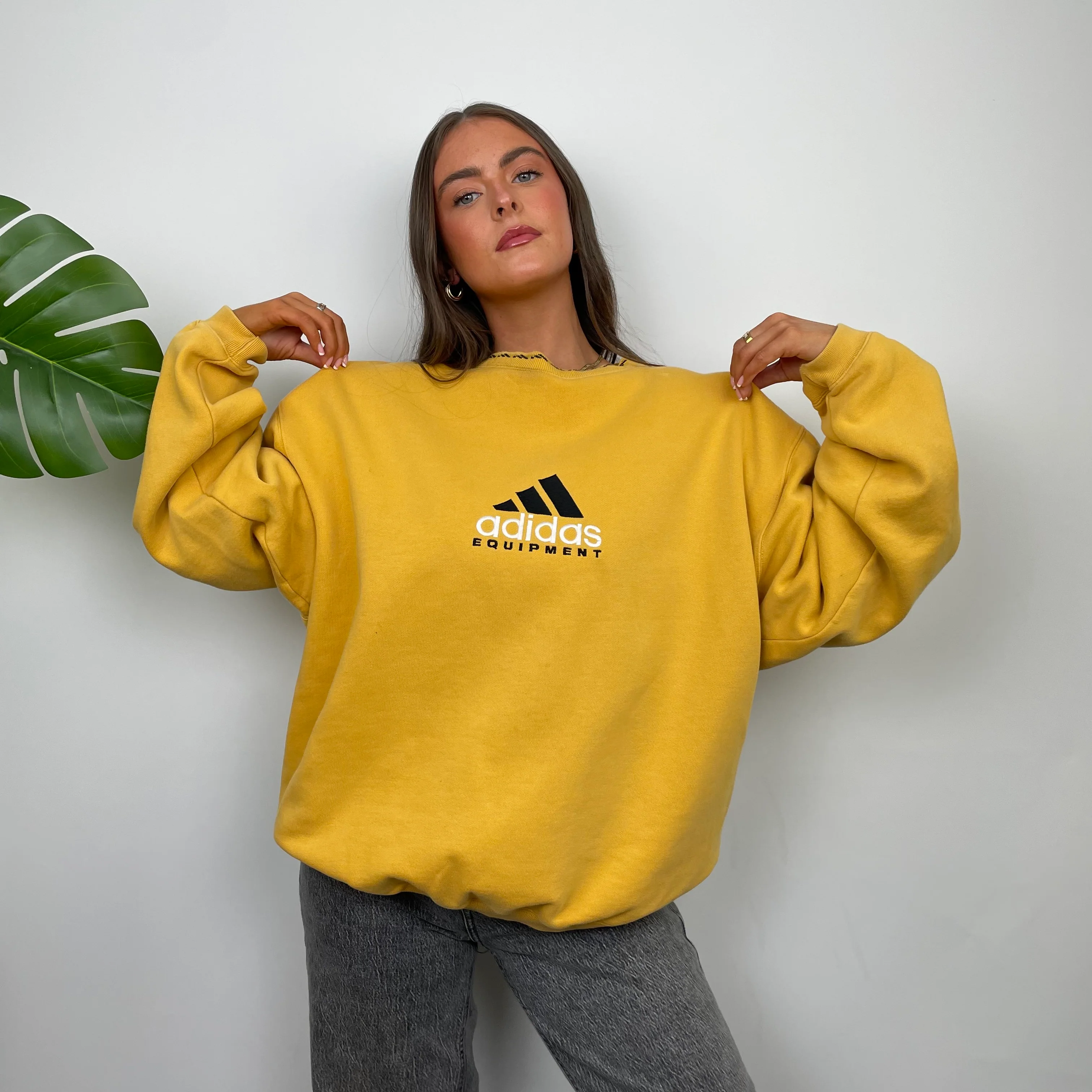 Adidas Equipment Yellow Embroidered Spell Out Sweatshirt (M) - Image 4