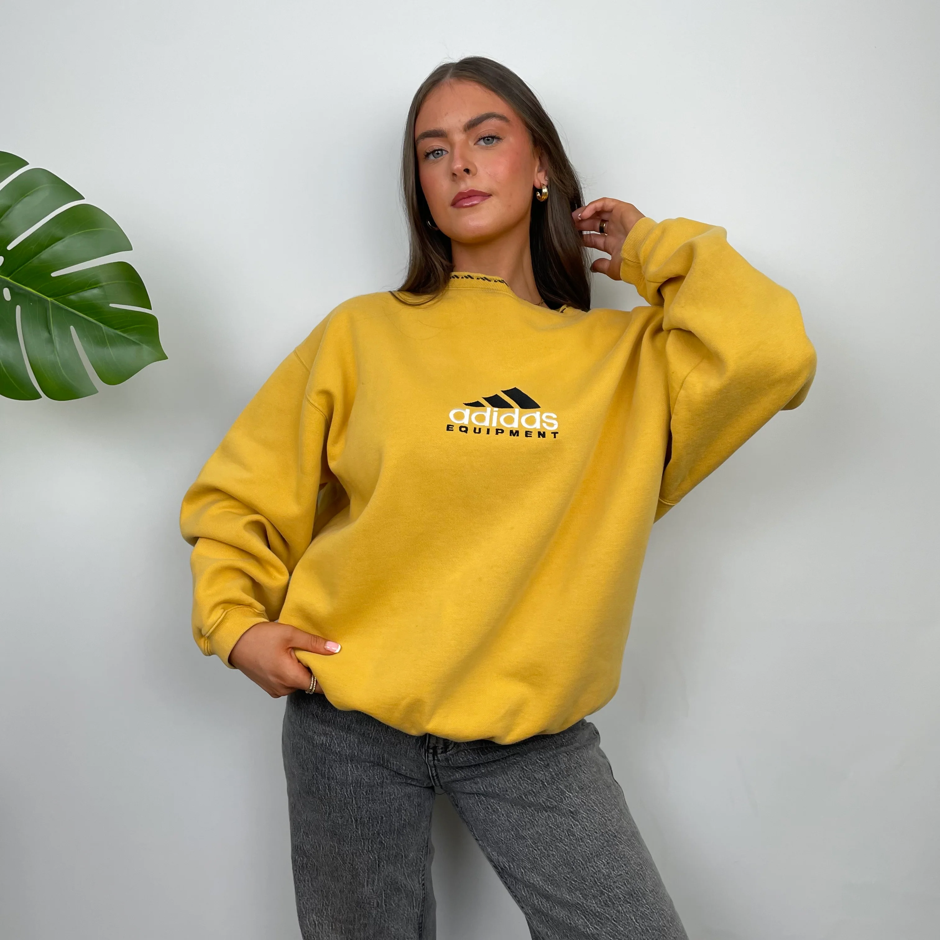 Adidas Equipment Yellow Embroidered Spell Out Sweatshirt (M) - Image 5