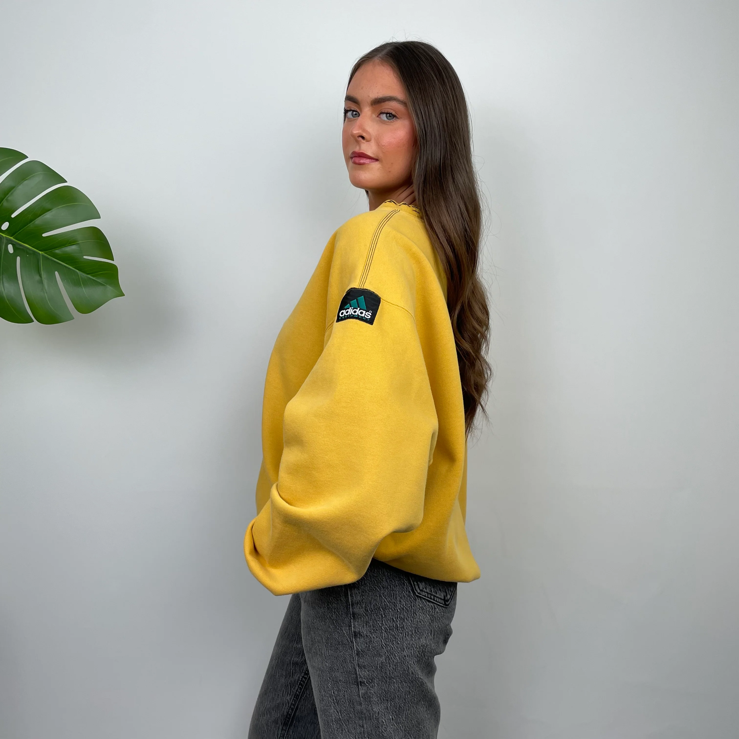 Adidas Equipment Yellow Embroidered Spell Out Sweatshirt (M) - Image 6