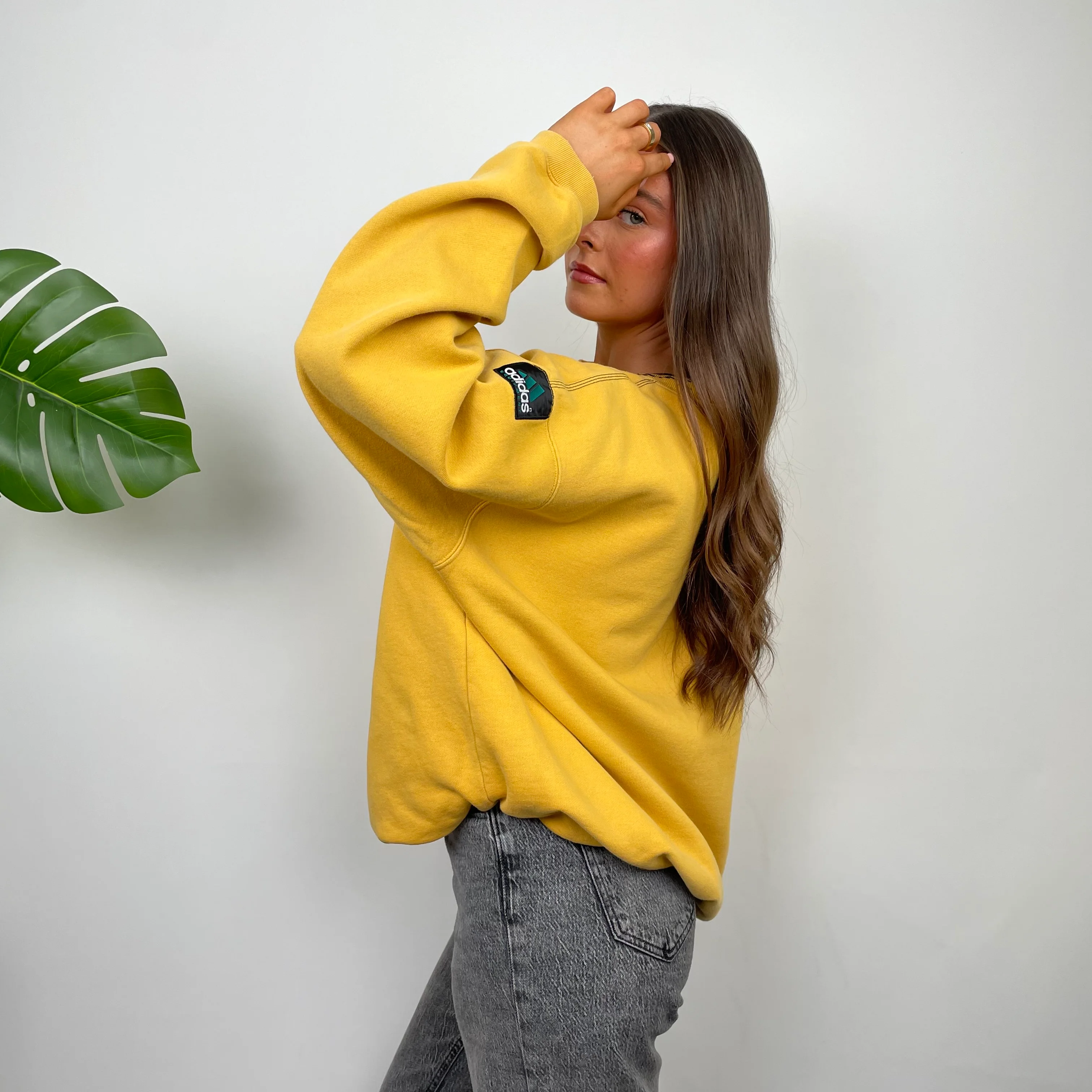 Adidas Equipment Yellow Embroidered Spell Out Sweatshirt (M) - Image 7