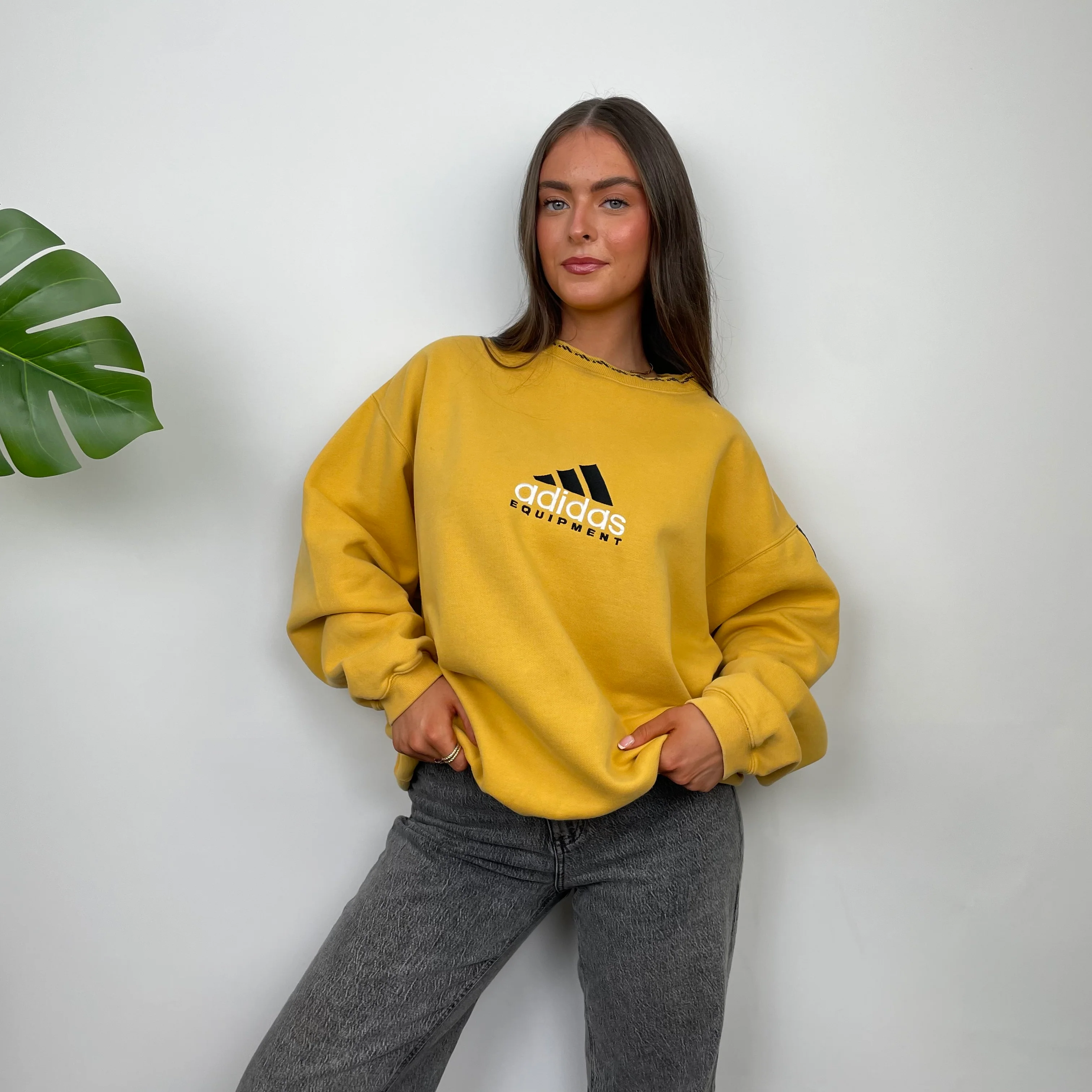 Adidas Equipment Yellow Embroidered Spell Out Sweatshirt (M) - Image 8