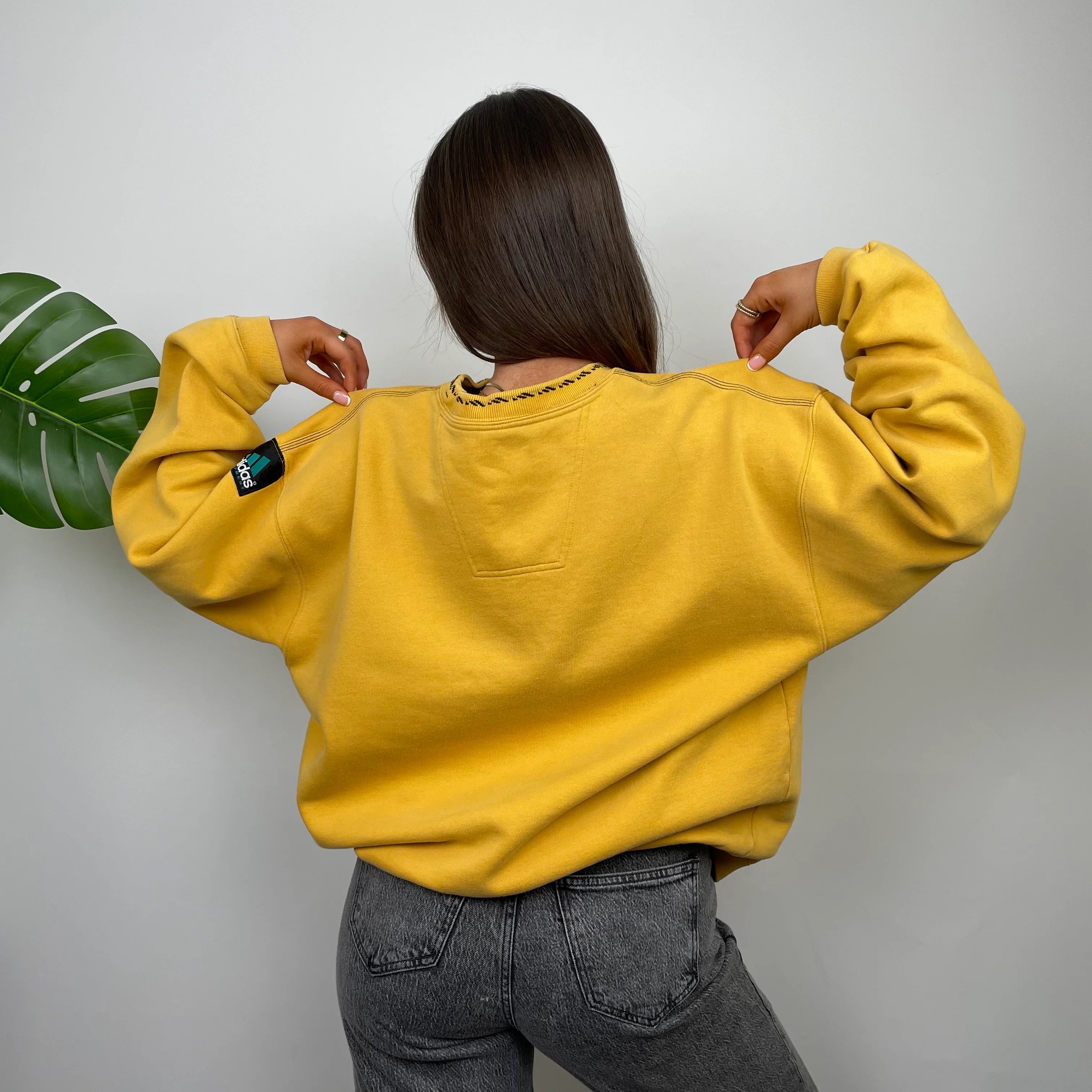 Adidas Equipment Yellow Embroidered Spell Out Sweatshirt (M) - Image 9