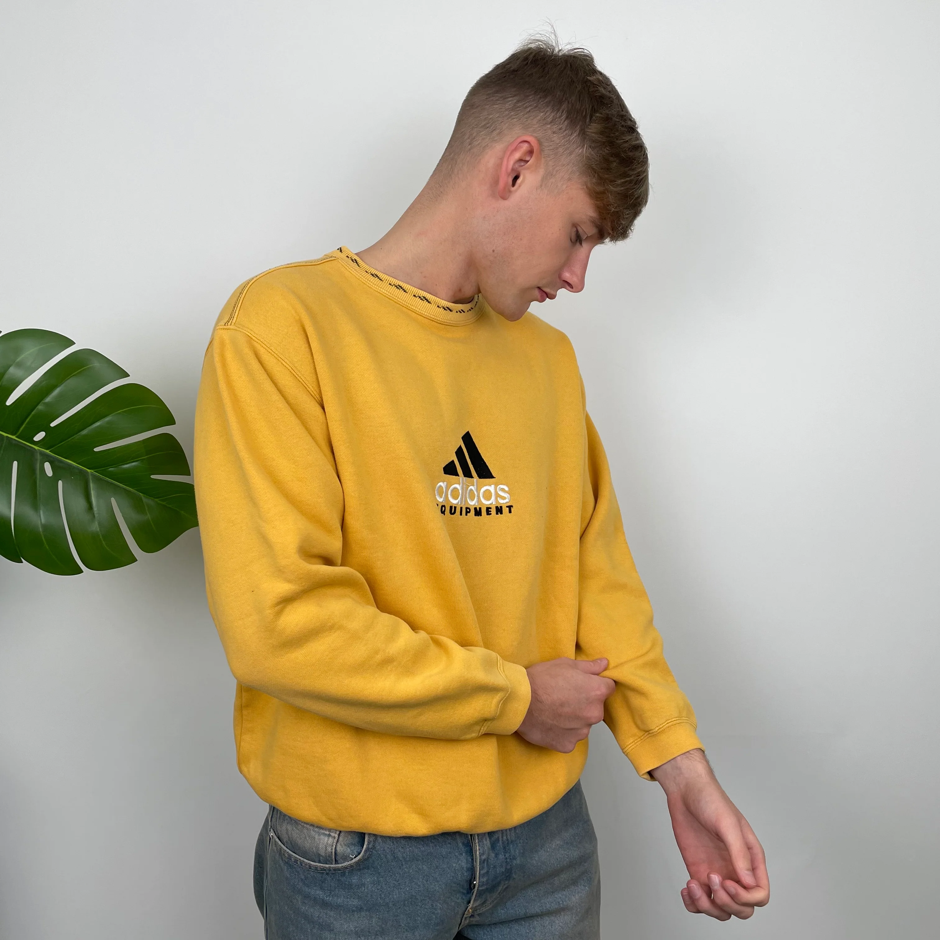 Adidas Equipment Yellow Embroidered Spell Out Sweatshirt (M) - Image 4