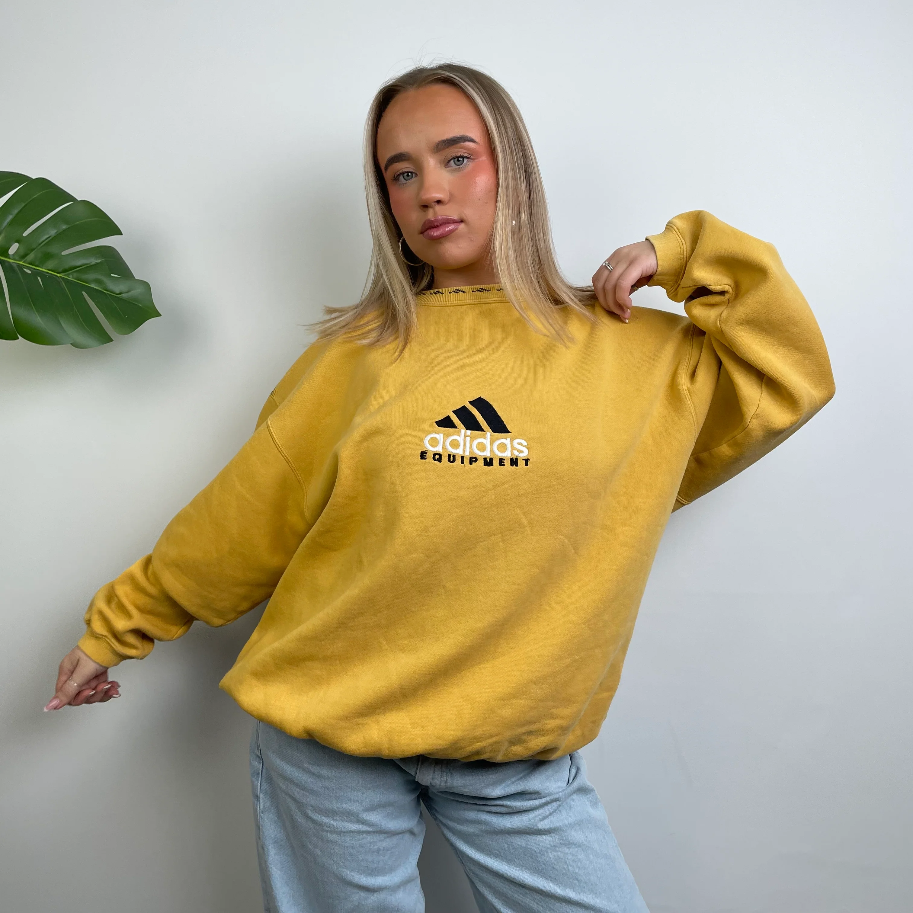 Adidas Equipment Yellow Embroidered Spell Out Sweatshirt (L) - Image 9
