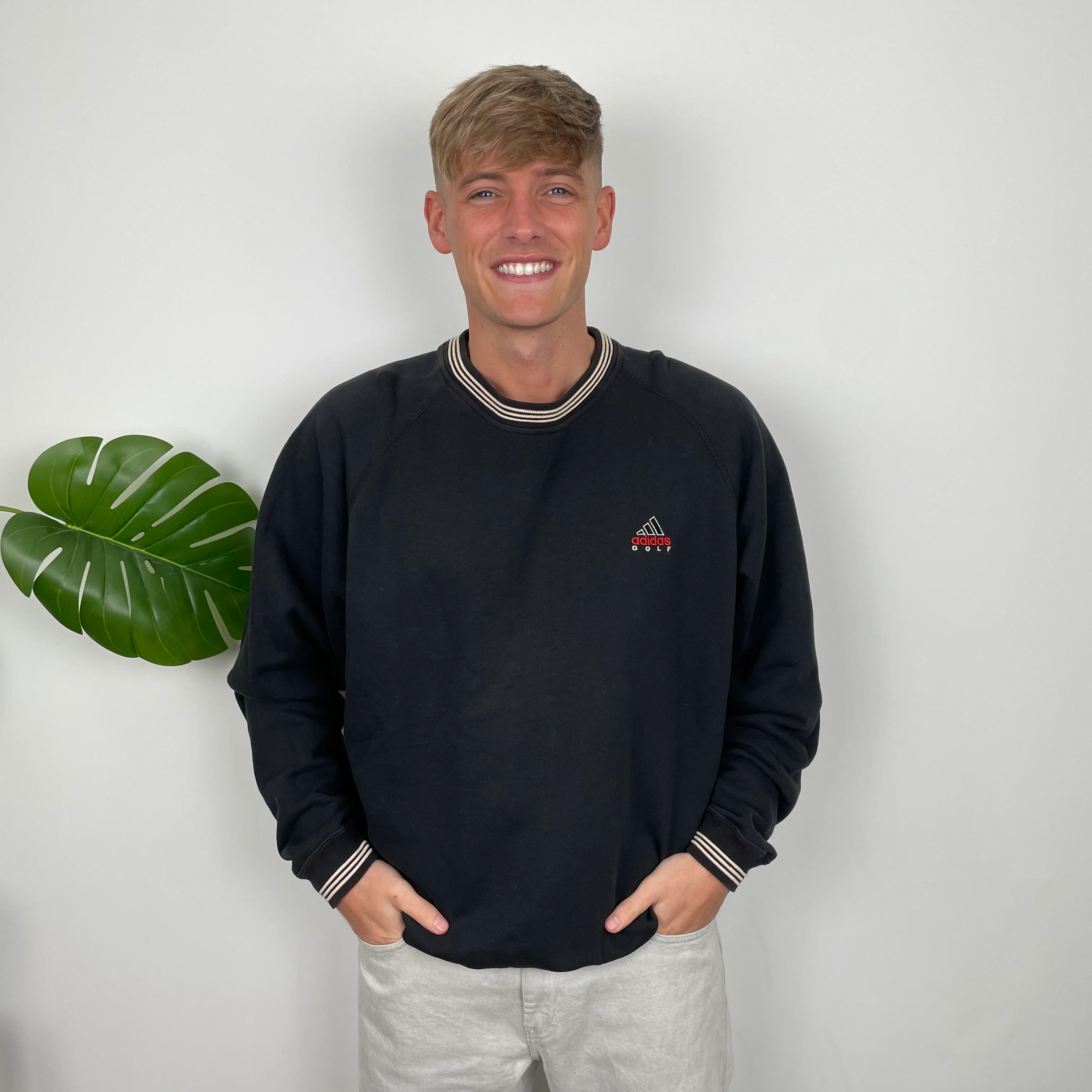 Adidas Golf RARE Black Embroidered Spell Out Sweatshirt (L) - Image 3