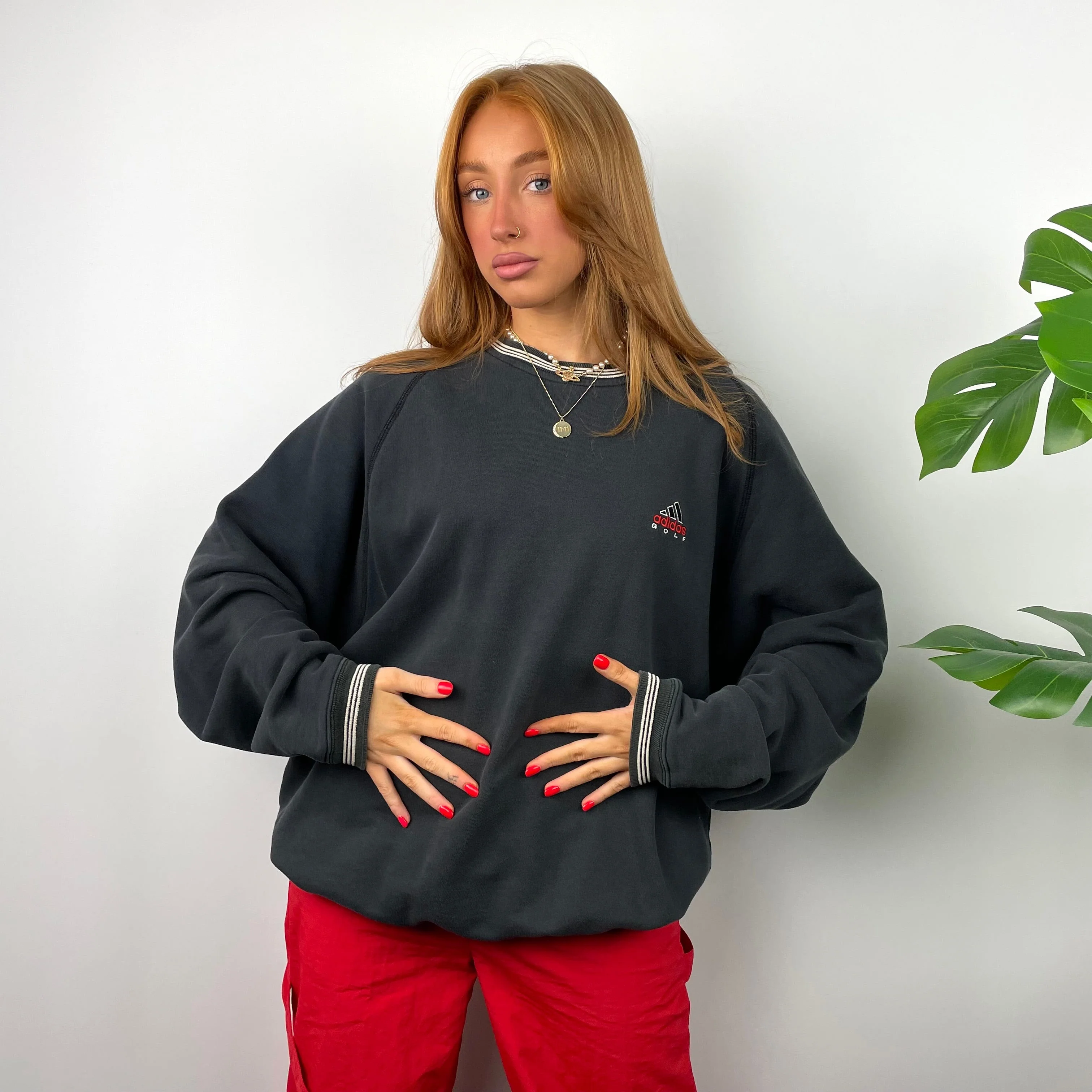 Adidas Golf RARE Black Embroidered Spell Out Sweatshirt (L) - Image 2
