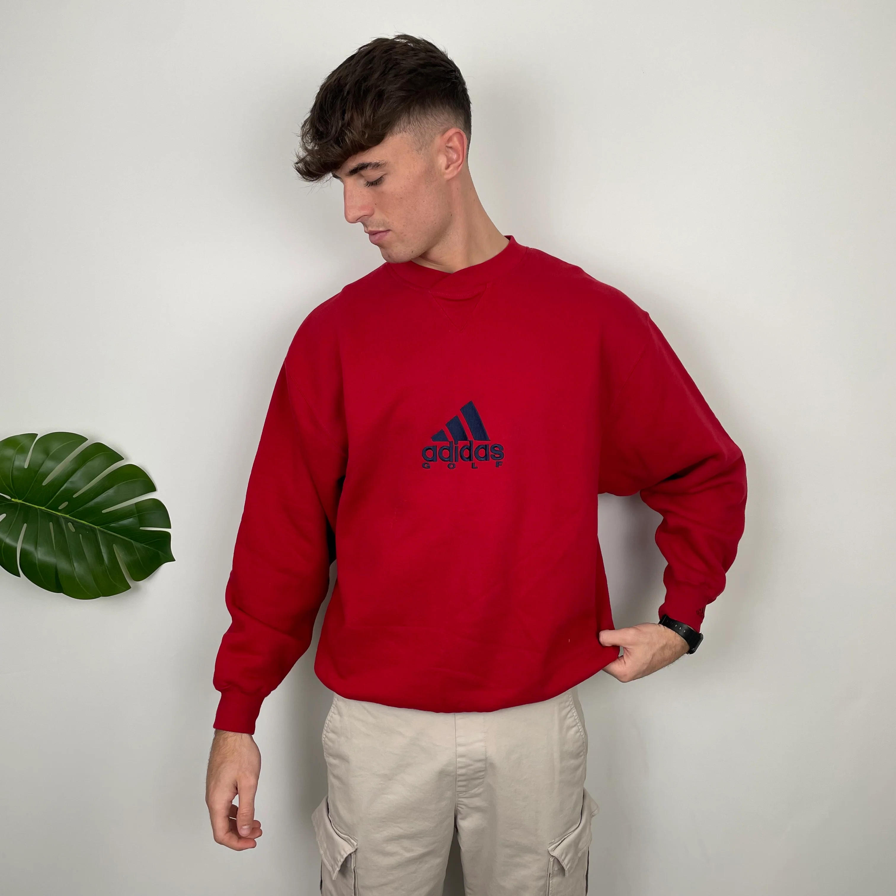 Adidas Golf RARE Red Embroidered Spell Out Sweatshirt (L) - Image 3