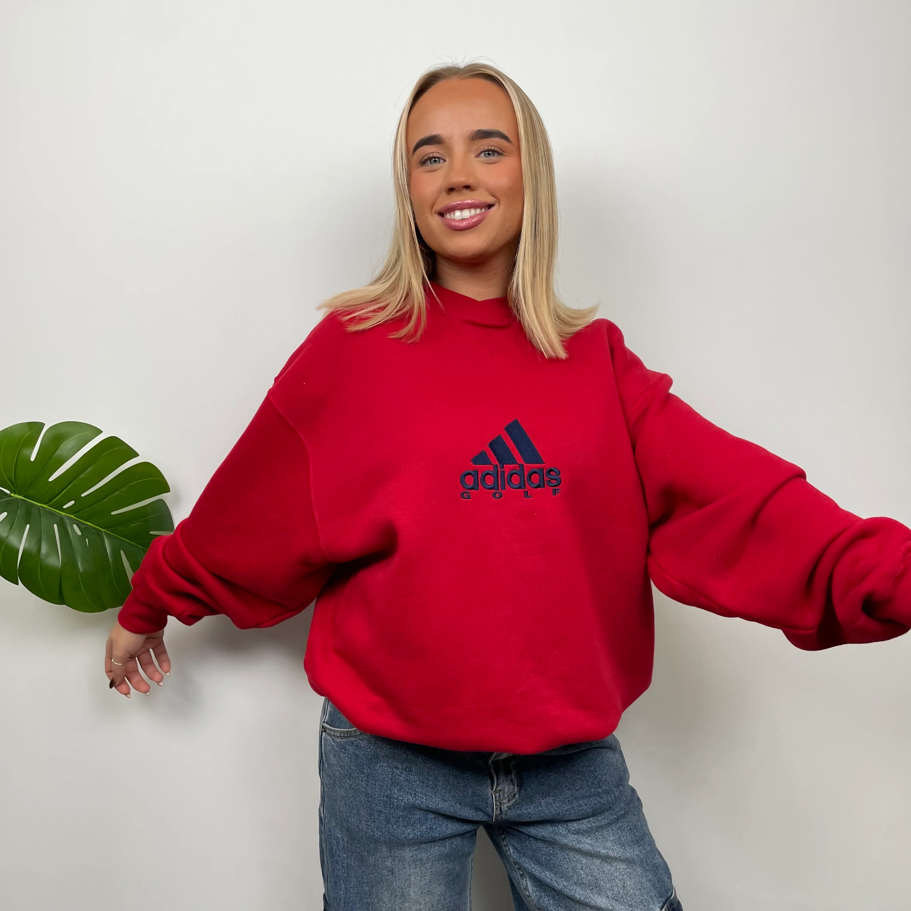 Adidas Golf RARE Red Embroidered Spell Out Sweatshirt (L) - Image 5