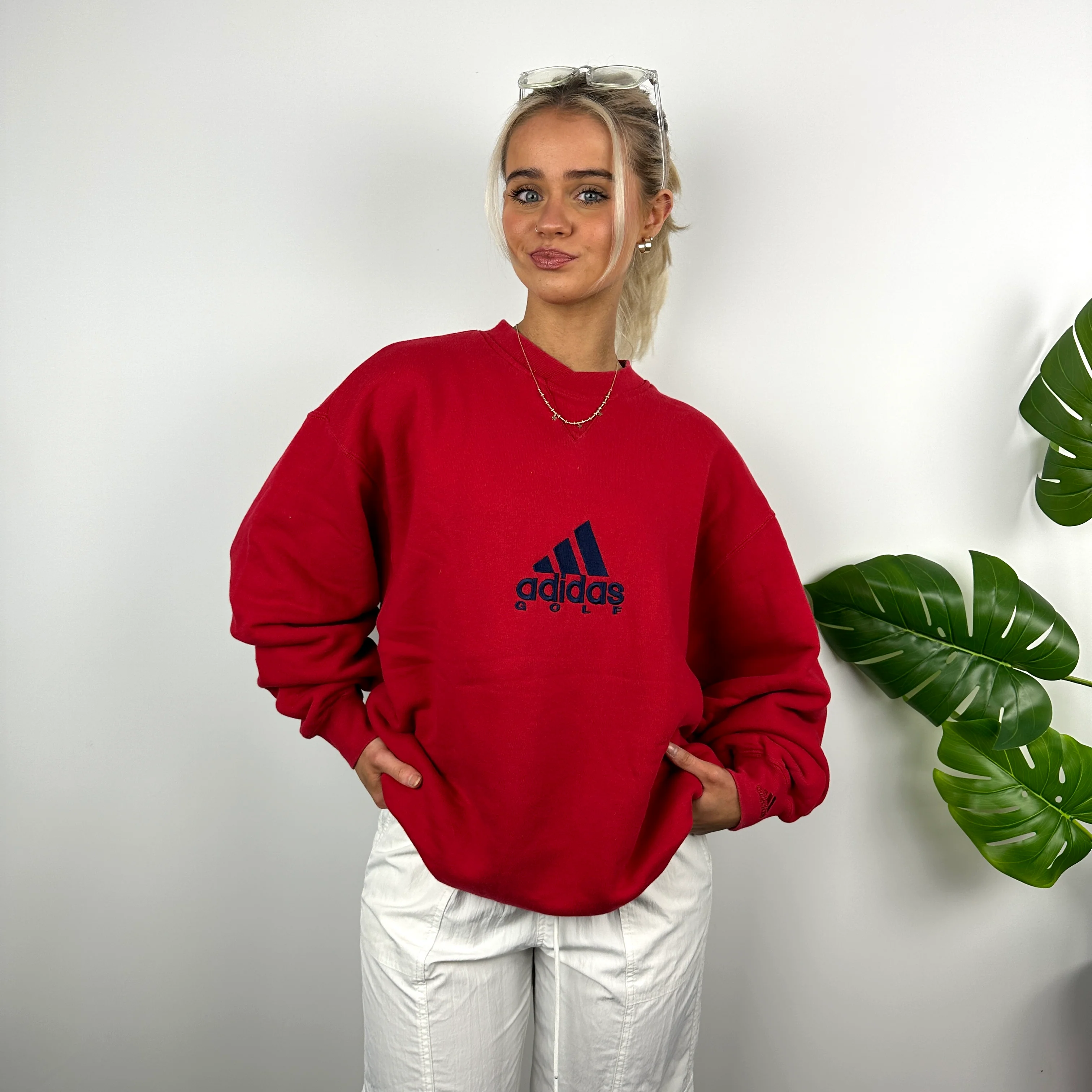 Adidas Golf RARE Red Embroidered Spell Out Sweatshirt (L) - Image 5