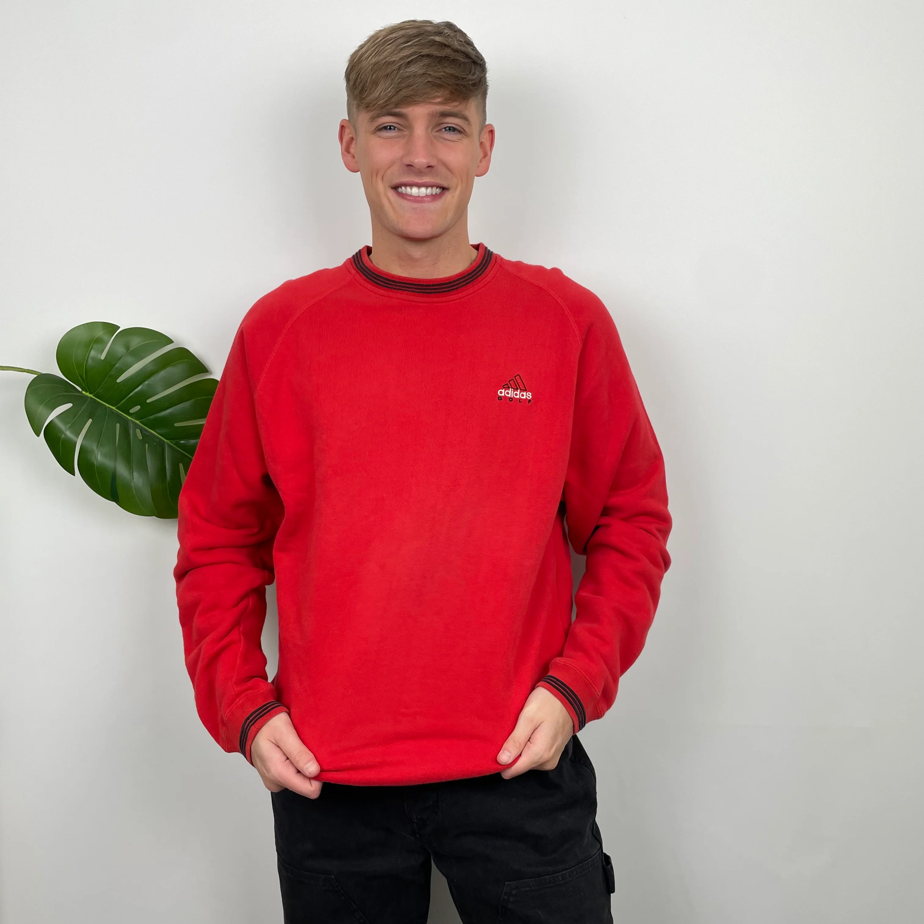 Adidas Golf RARE Red Embroidered Spell Out Sweatshirt (L) - Image 3