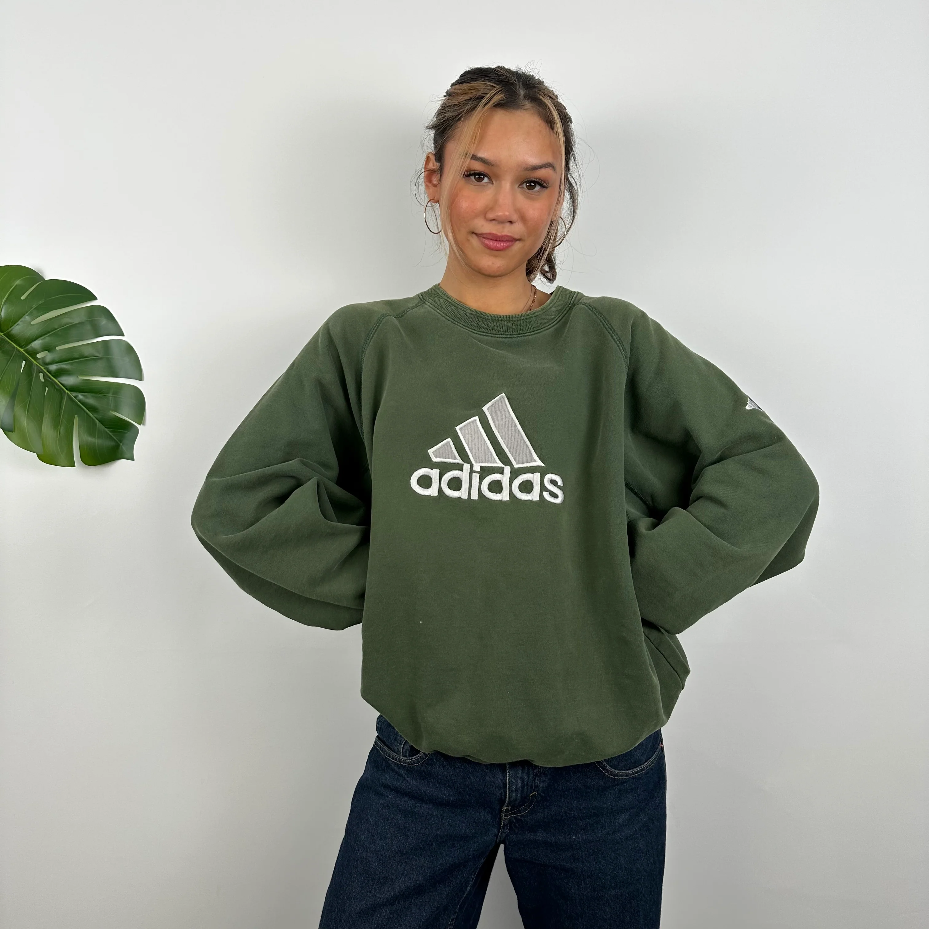 Adidas Green Embroidered Spell Out Sweatshirt (M) - Image 6