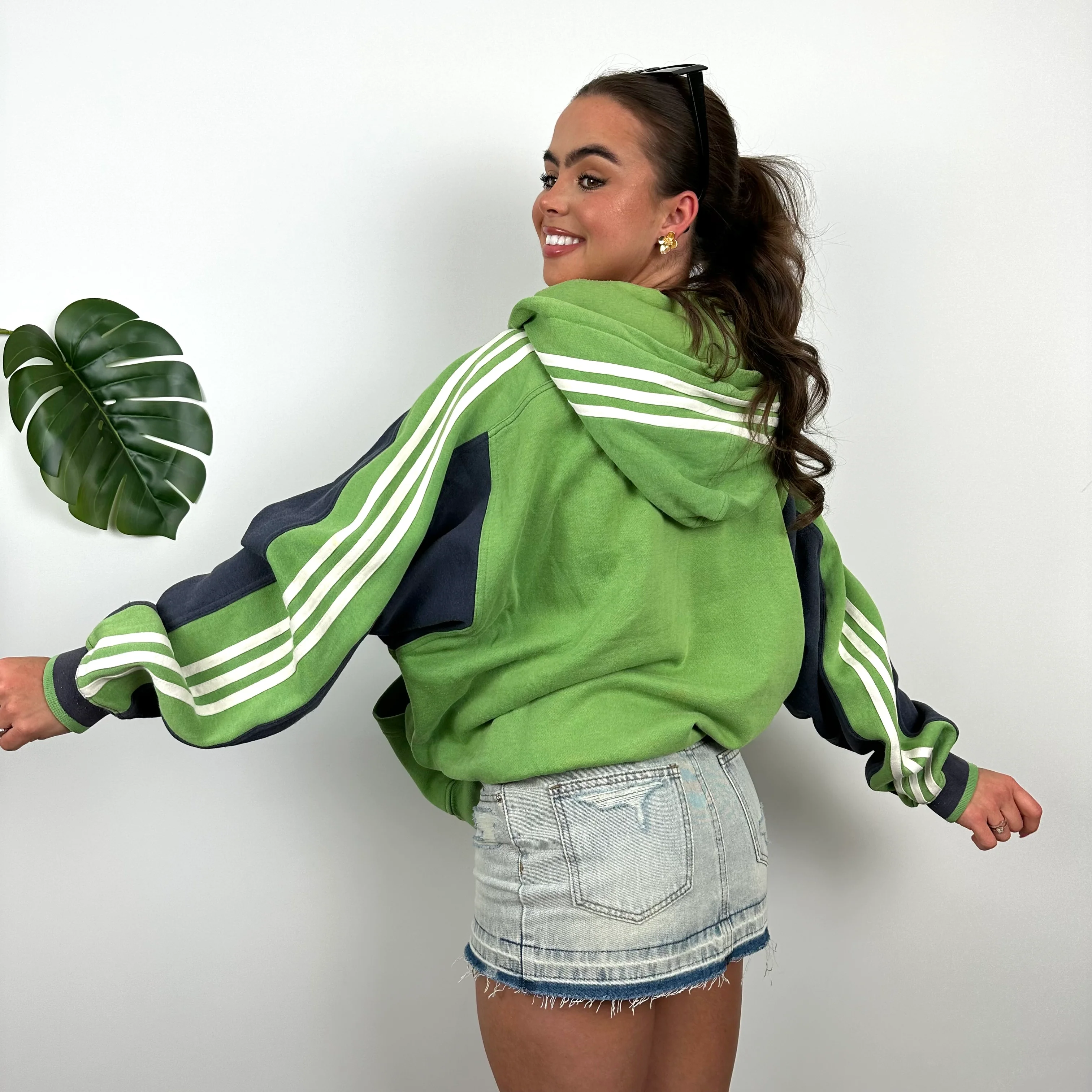 Adidas Green Embroidered Spell Out Zip Up Hoodie Jacket (L) - Image 6