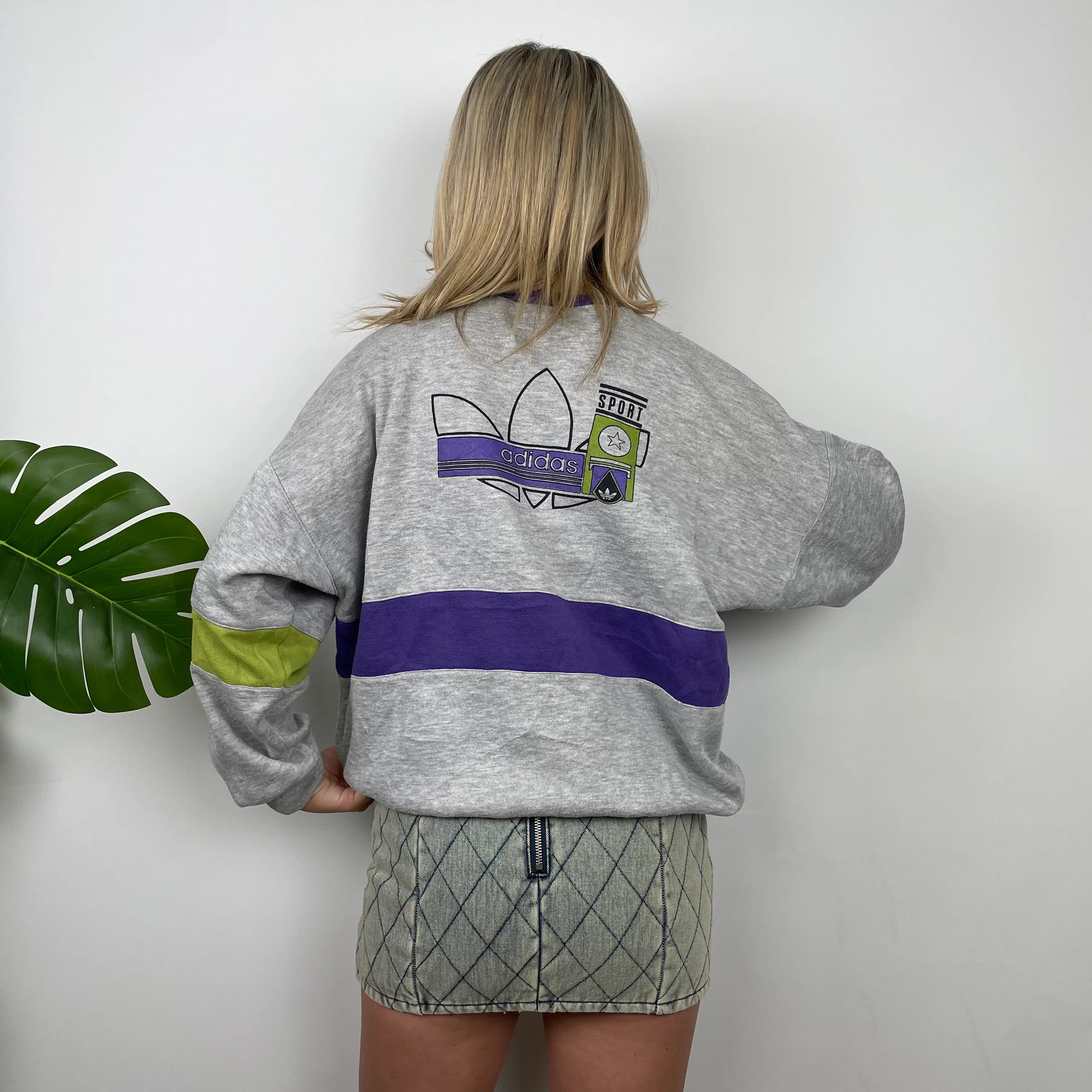 Adidas Grey Colour Block Sweatshirt (S) - Image 3