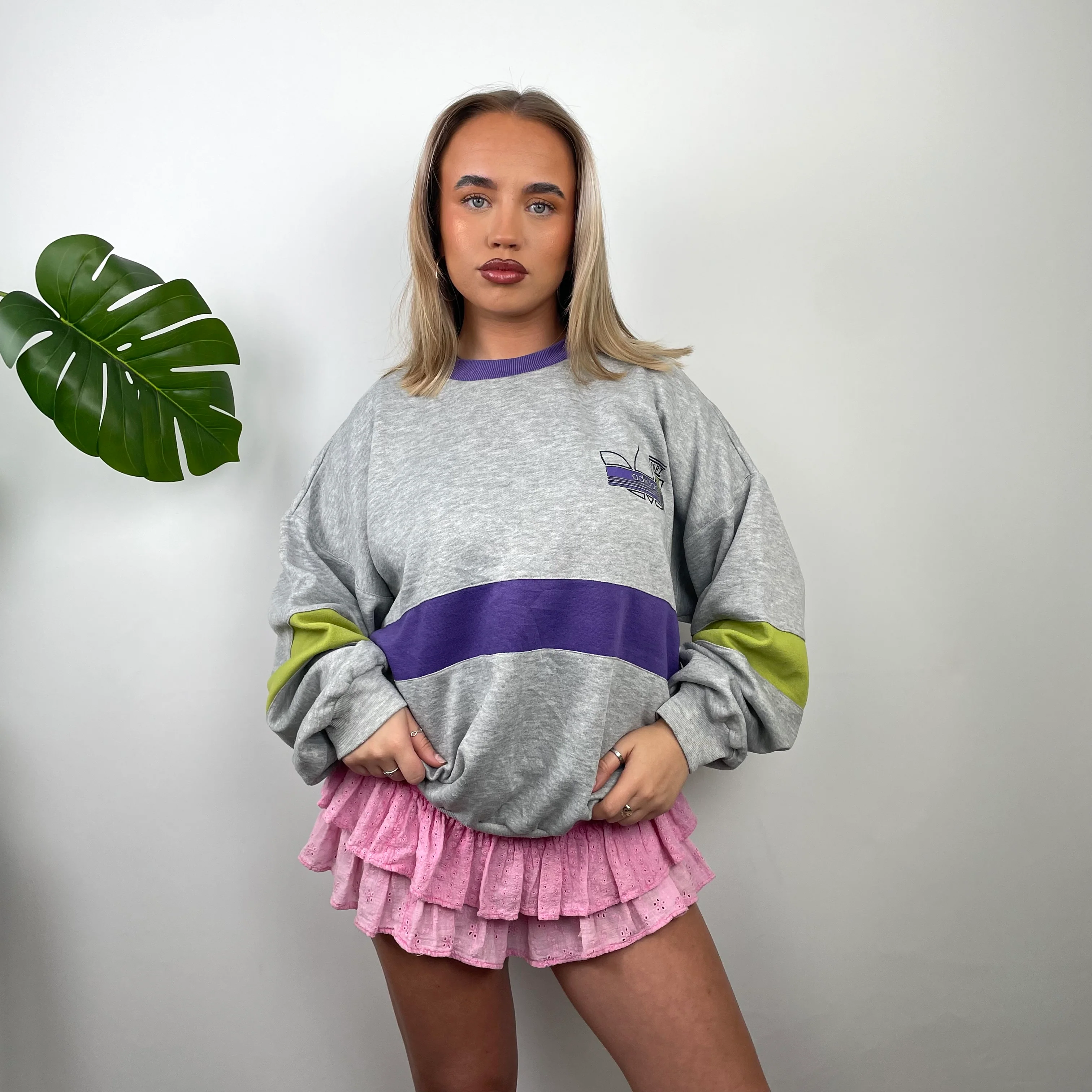 Adidas Grey Colour Block Sweatshirt (M) - Image 3